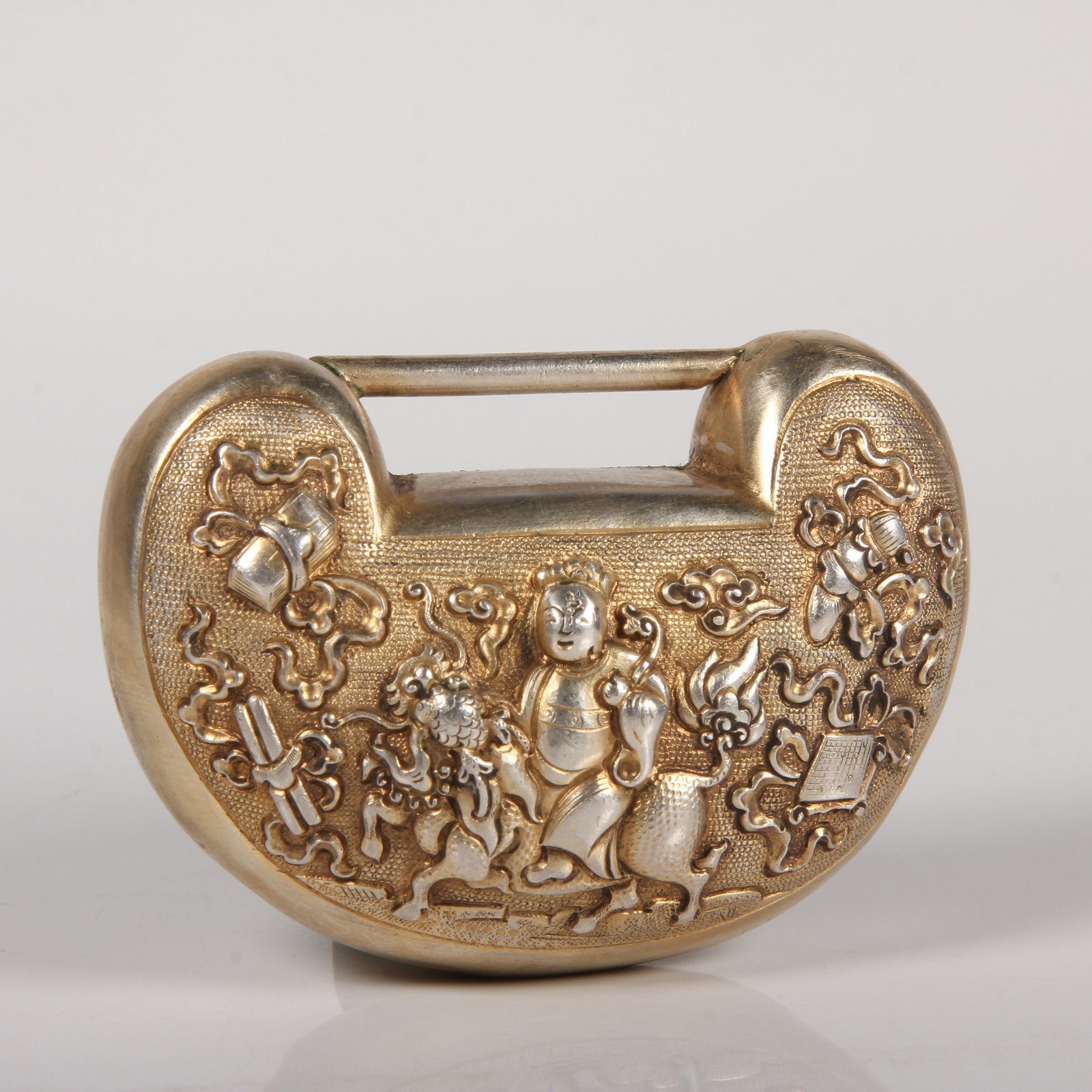 A GILT-SILVER QILIN LOCK (1 of 7)