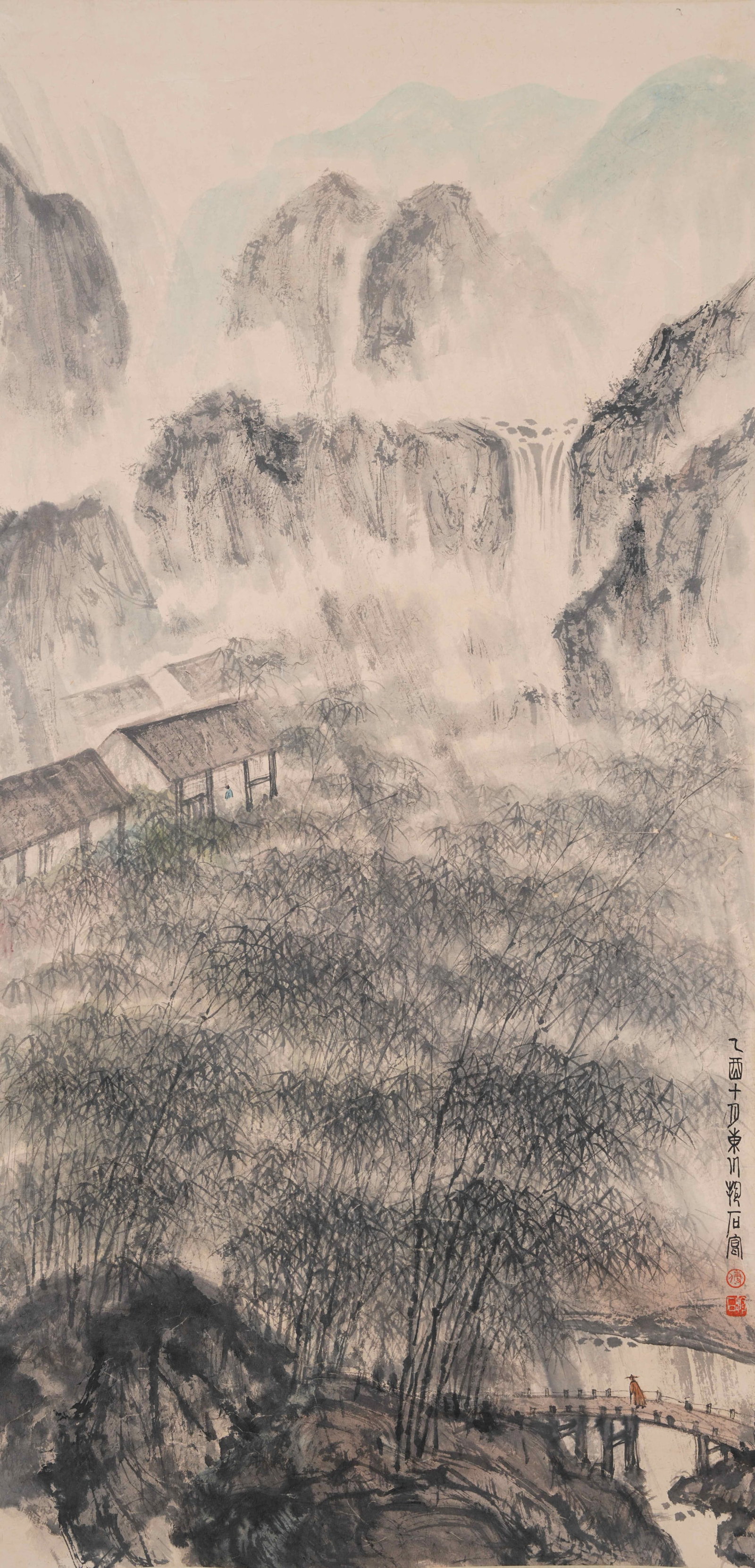 A LANDSCAPE PAINTING ON PAPER BY FU BAOSHI.傅抱石 (1 of 12)