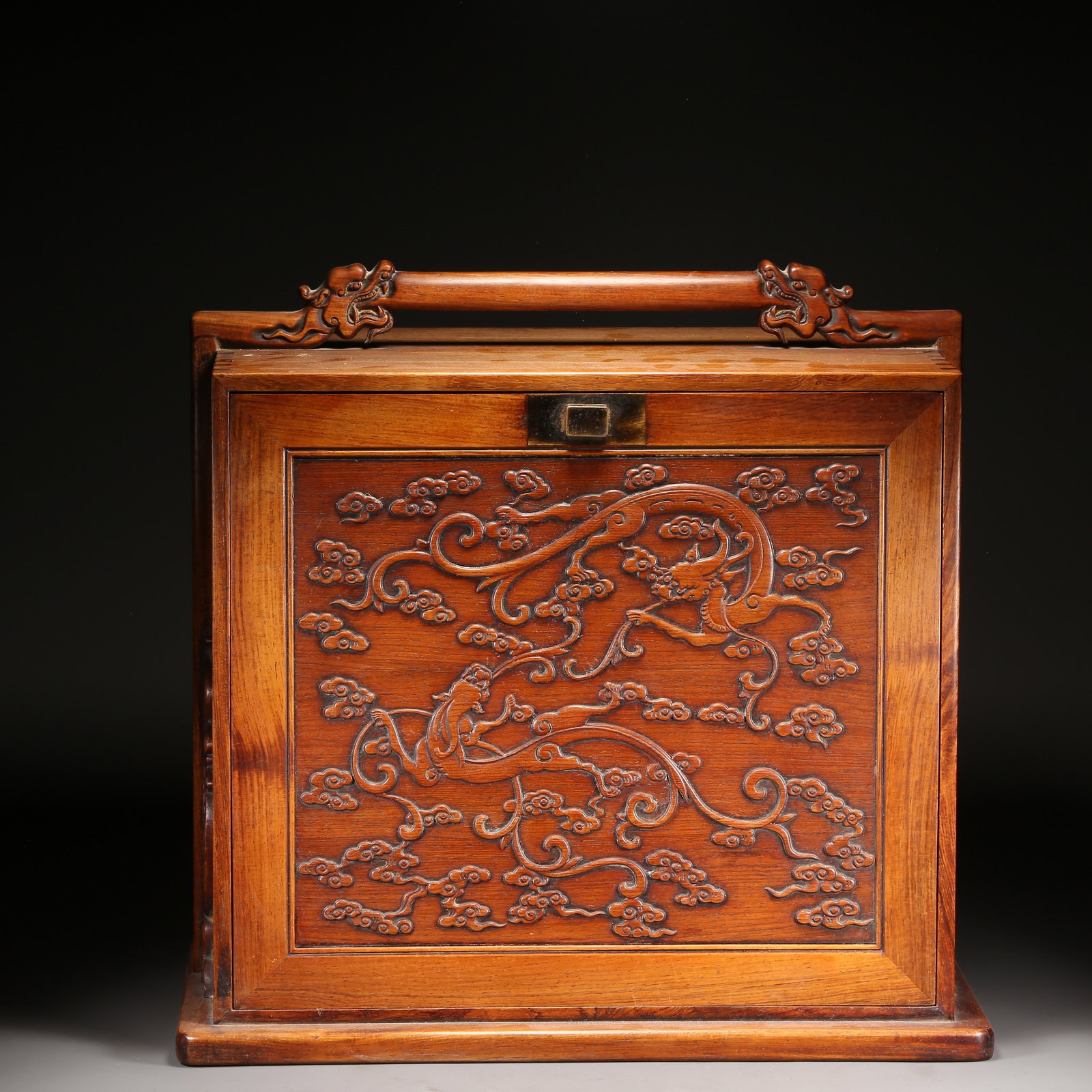 A HUANGHUALI INTERLOCKING-DOOR STYLE CARRYING BOX WITH DRAWERS (1 of 11)