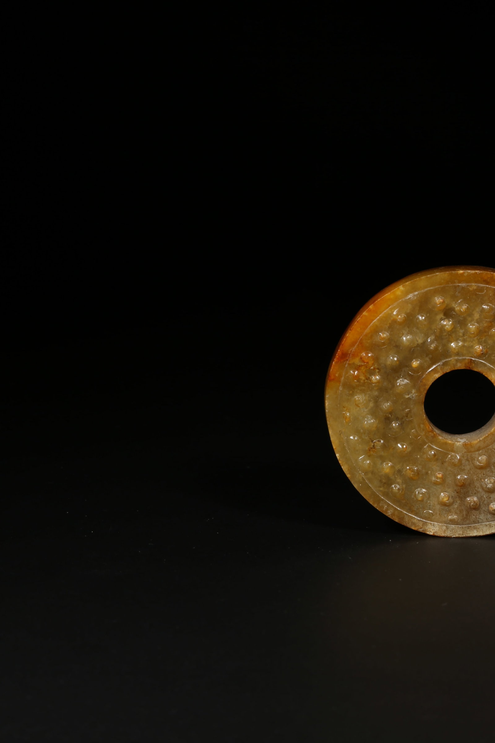 A ANCIENT JADE BI DISK WITH GRAIN PATTERN - 3