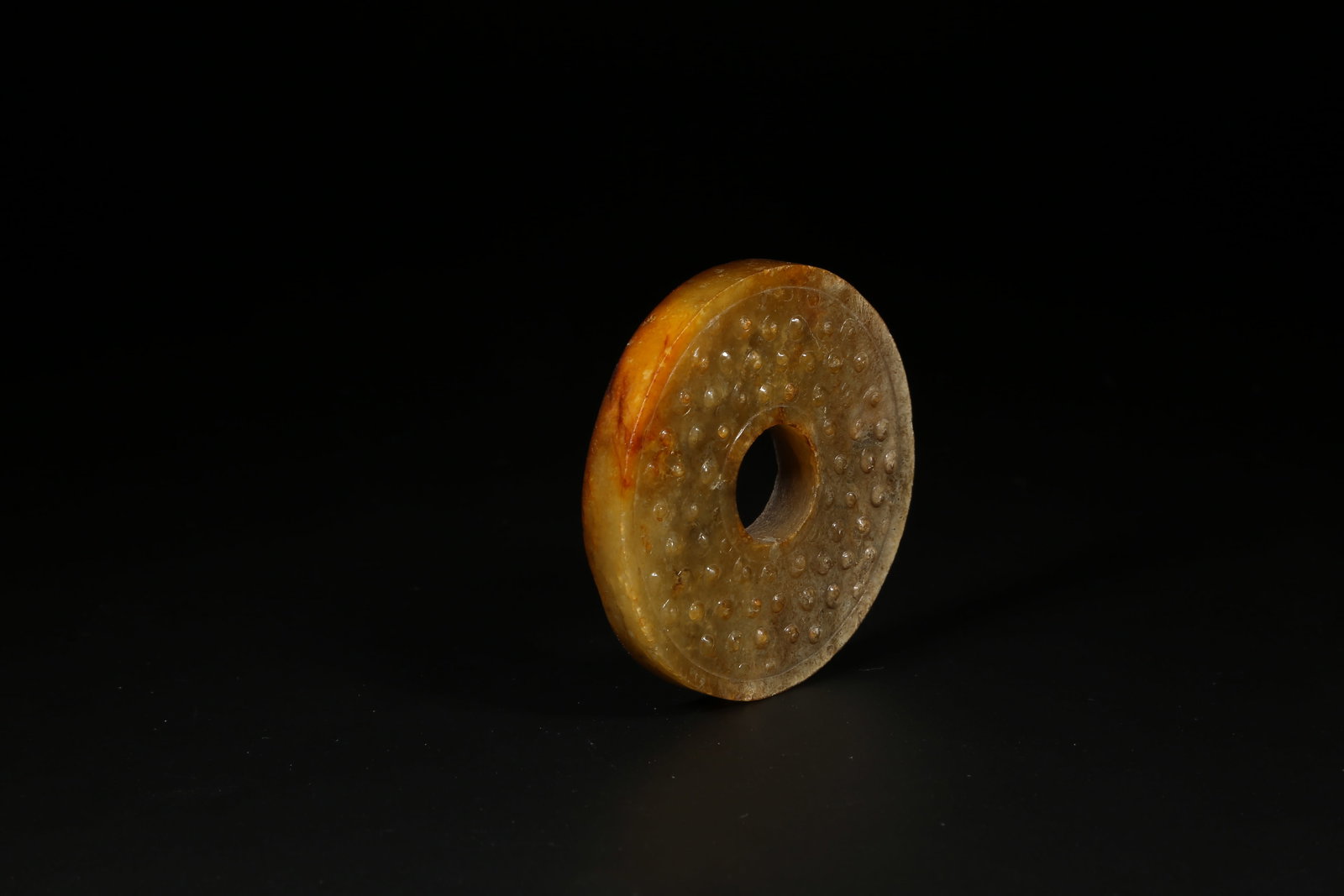 A ANCIENT JADE BI DISK WITH GRAIN PATTERN - 4
