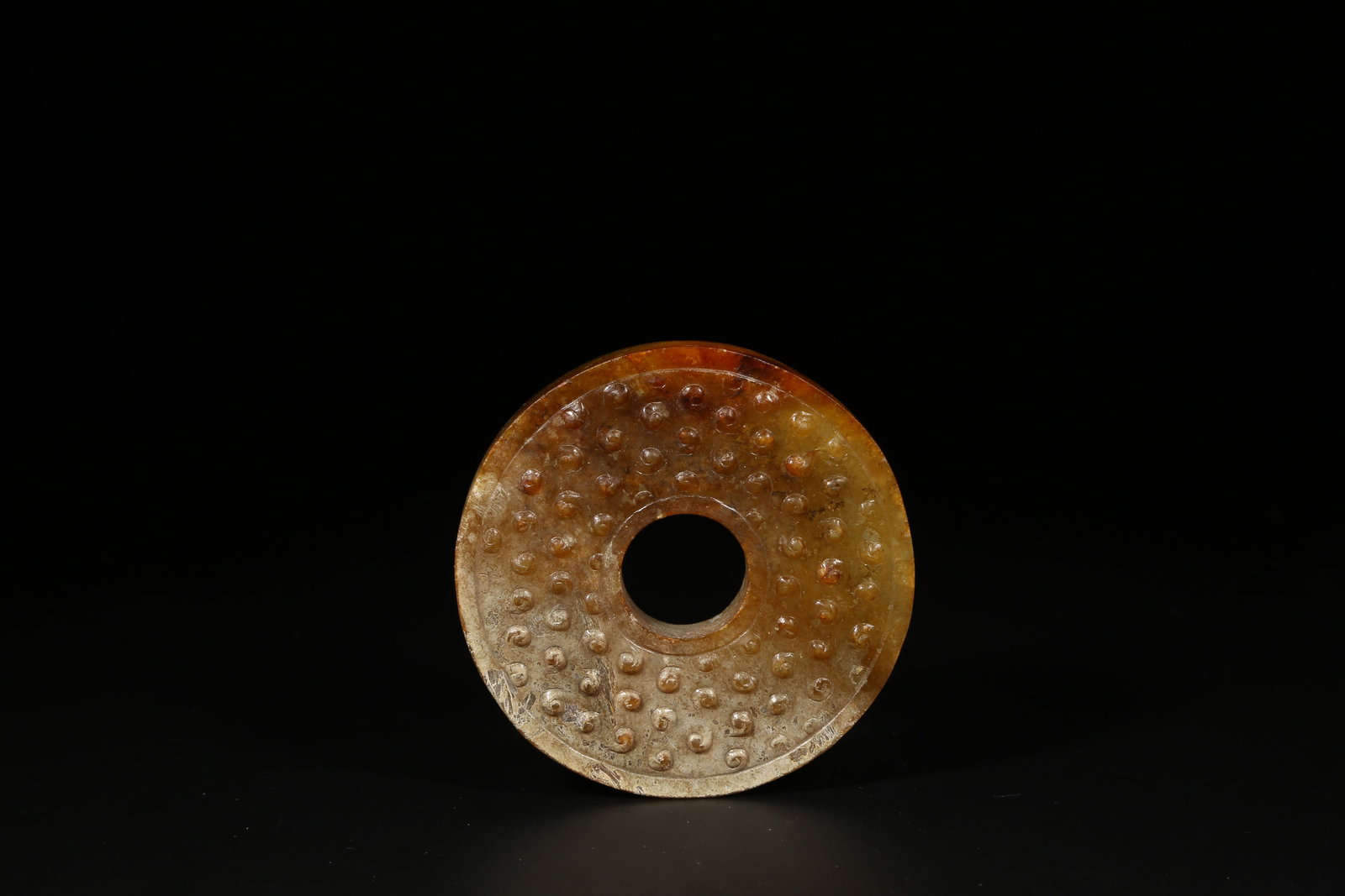 A ANCIENT JADE BI DISK WITH GRAIN PATTERN - 7