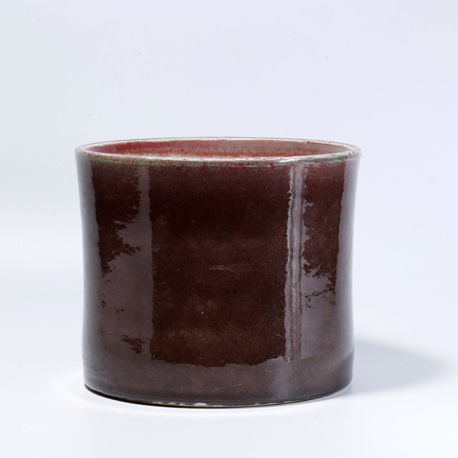 A KIDNEY-BEAN RED GLAZED BRUSH HOLDER (1 of 9)