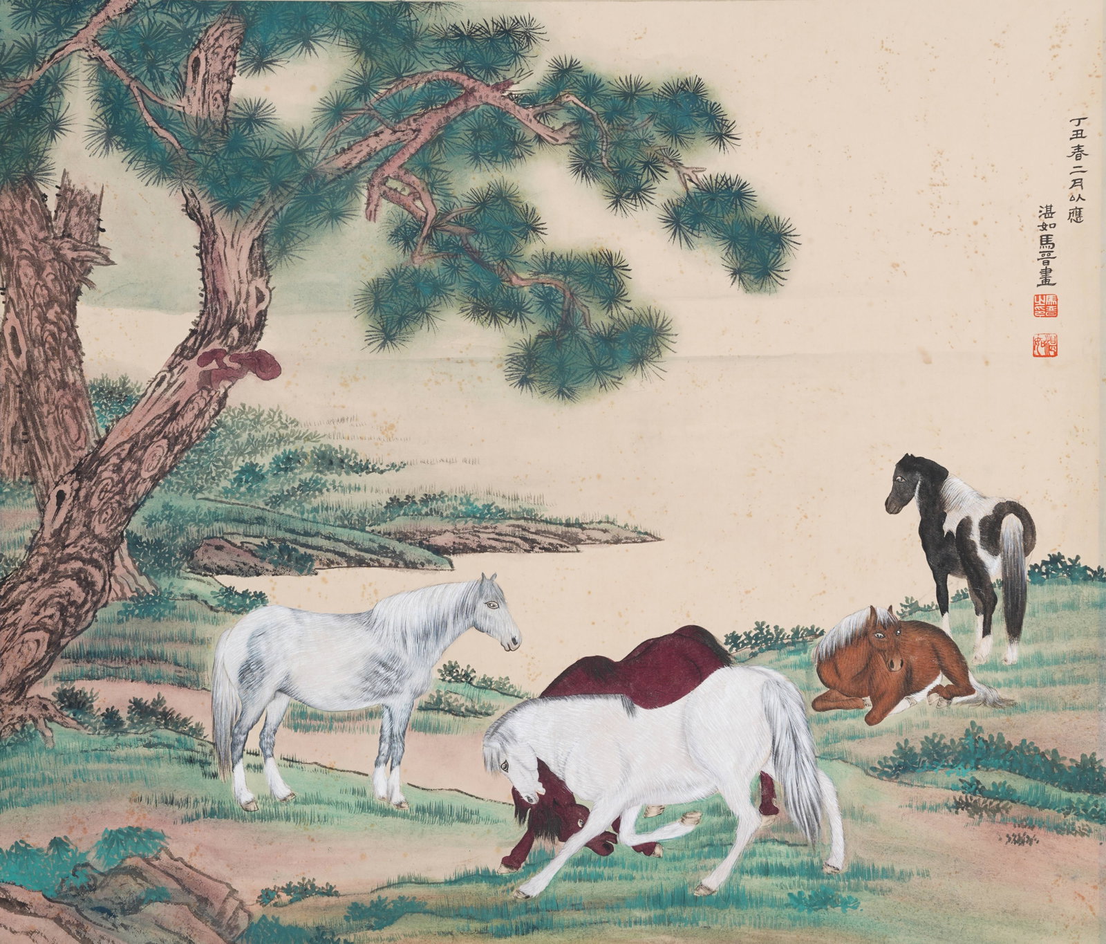 A HORSE PAINTING ON PAPER BY MA JIN.馬晉 (1 of 8)