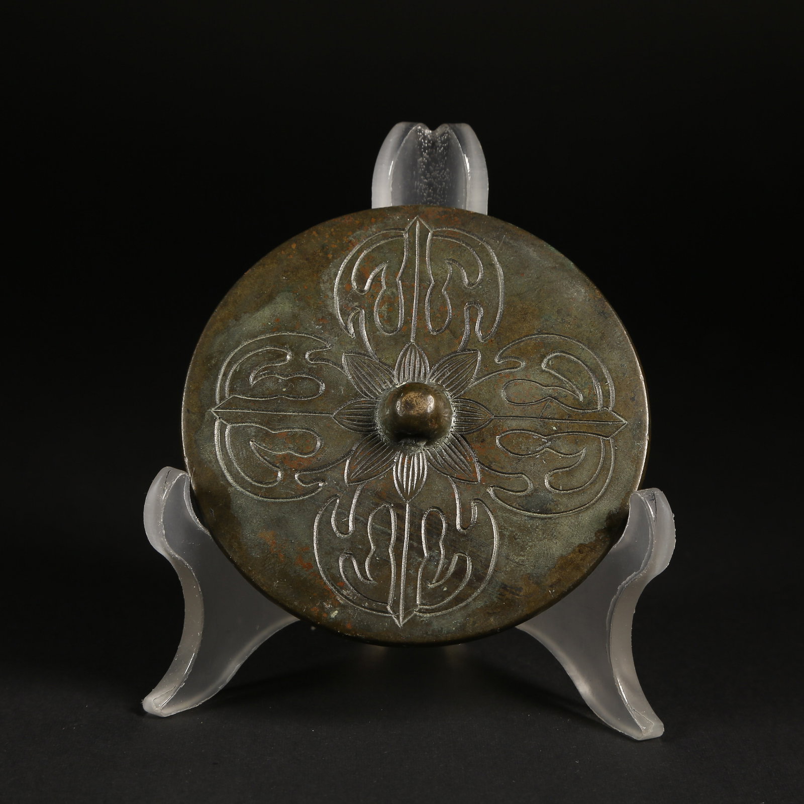 A BRONZE RITUAL IMPLEMENTS MIRROR (1 of 8)