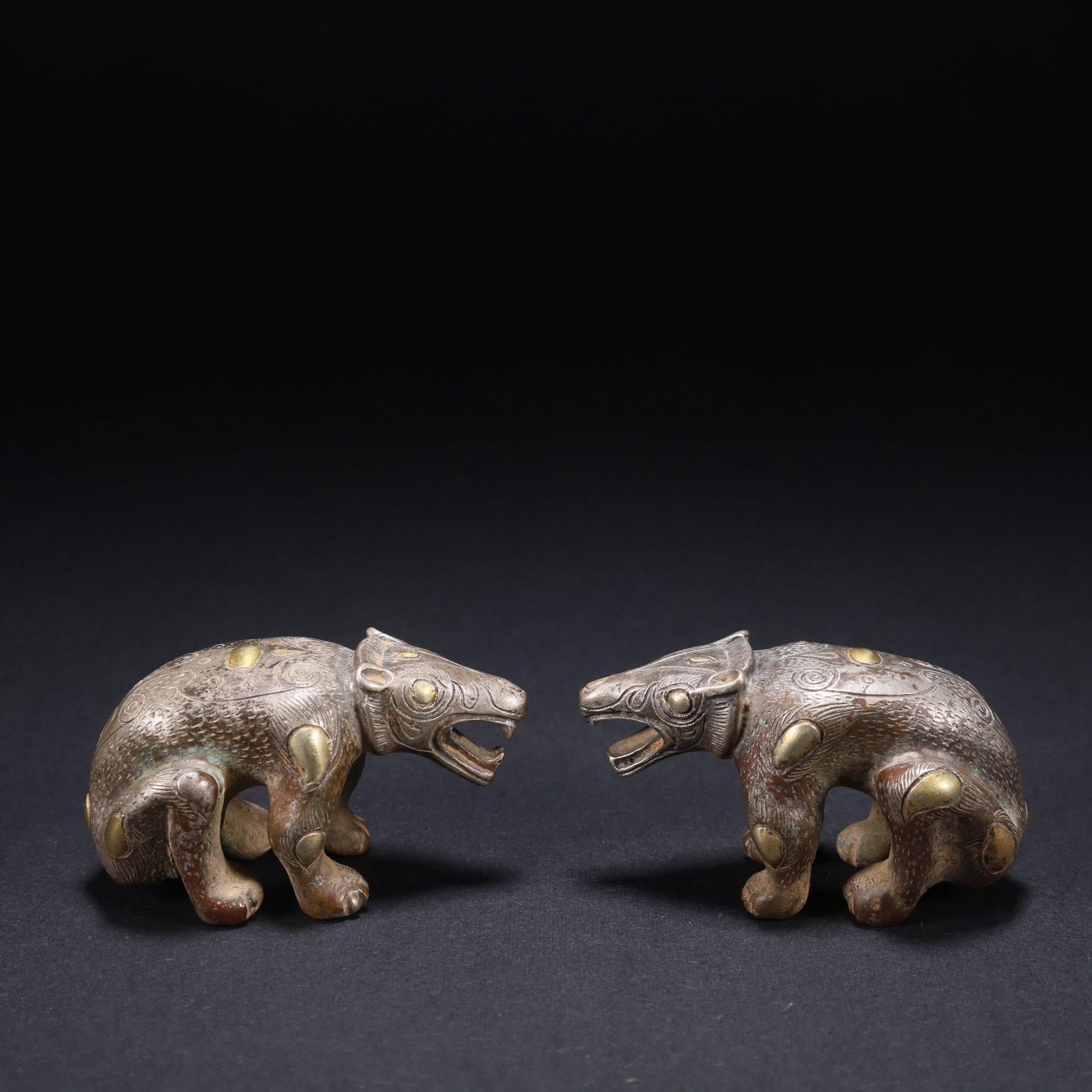 A SILVER BEARS, PAIR, GILDED (1 of 9)