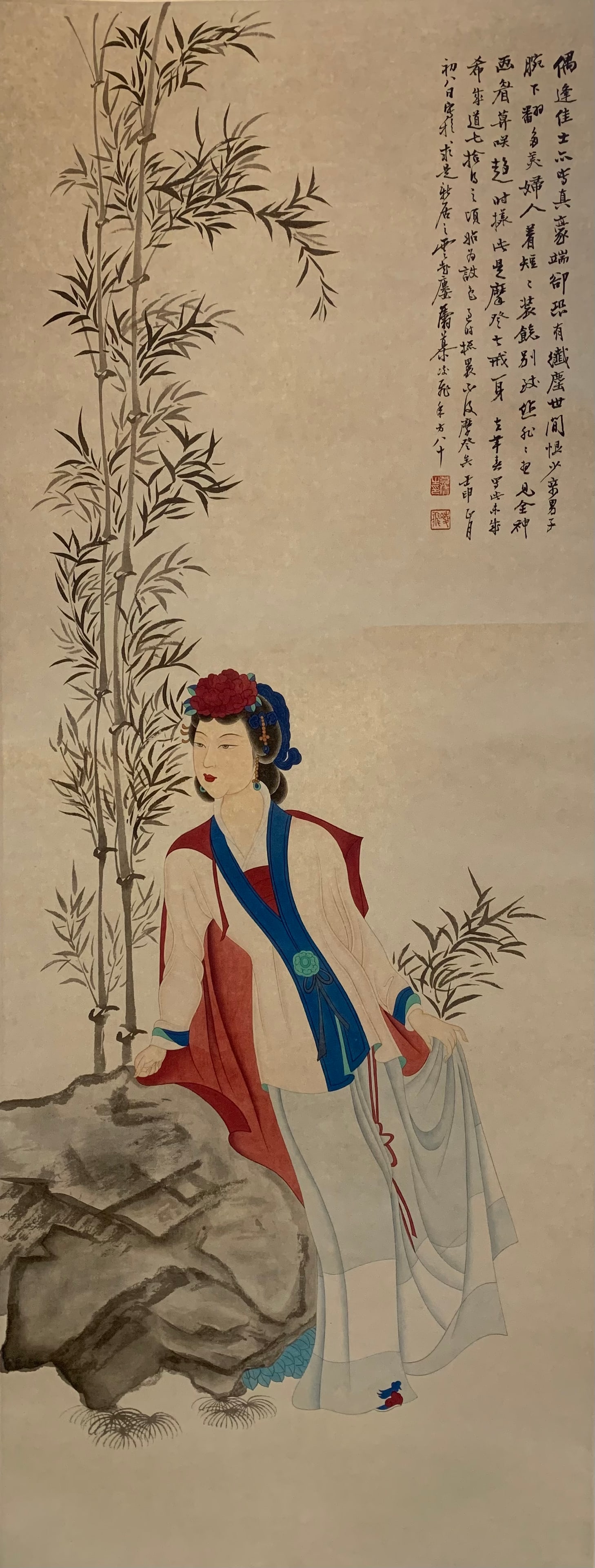 A FIGURE PAINTING ON PAPER BY MU LINGFEI.慕淩飛 (1 of 7)