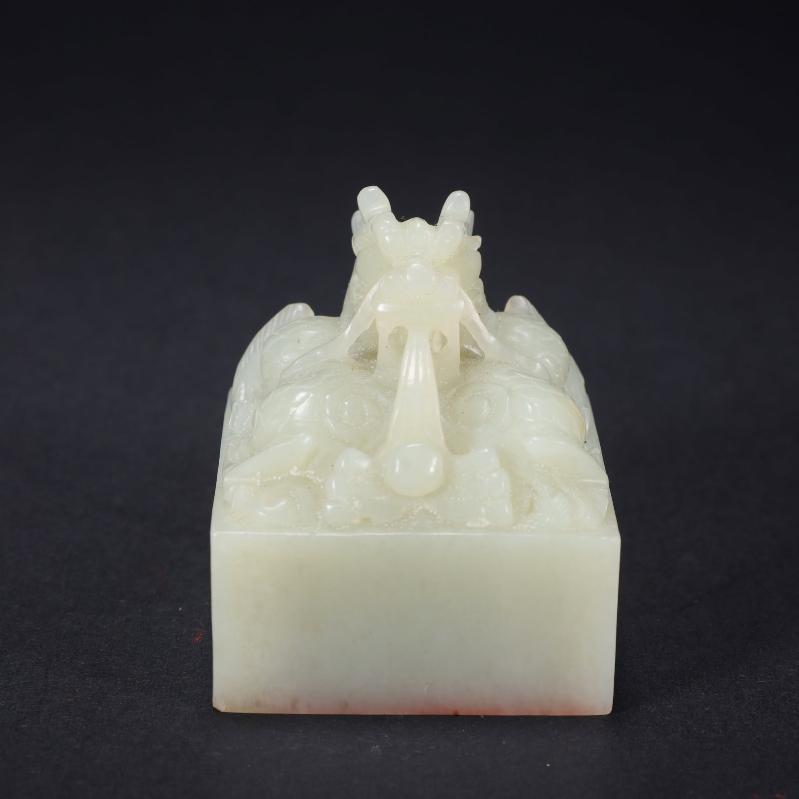 A HETIAN JADE SEAL WITH DRAGON PLAYING WITH PEARL KNOB (1 of 9)