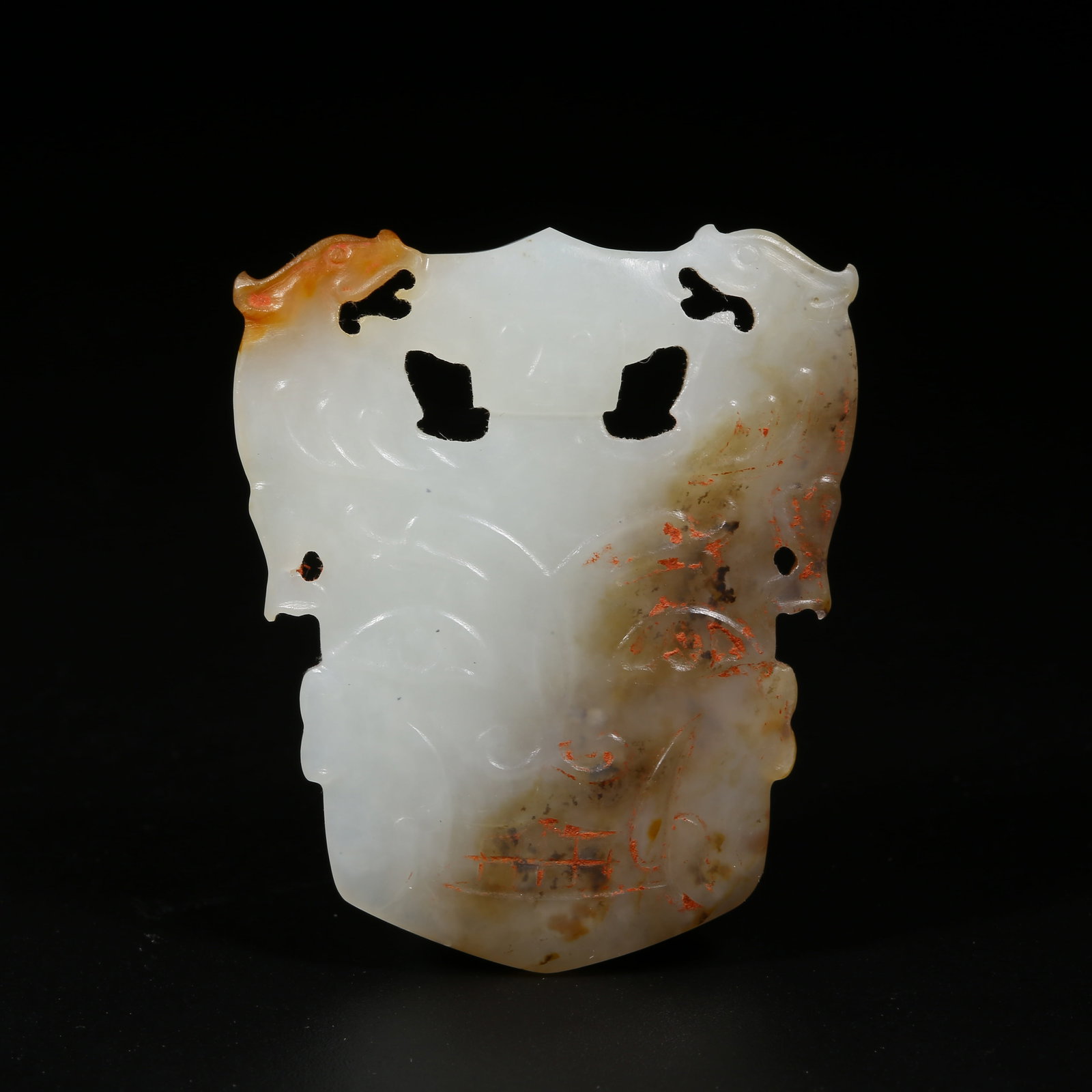 A ANCIENT JADE SHIJIAHE CULTURE HUMAN-FACED FIGURE (1 of 8)