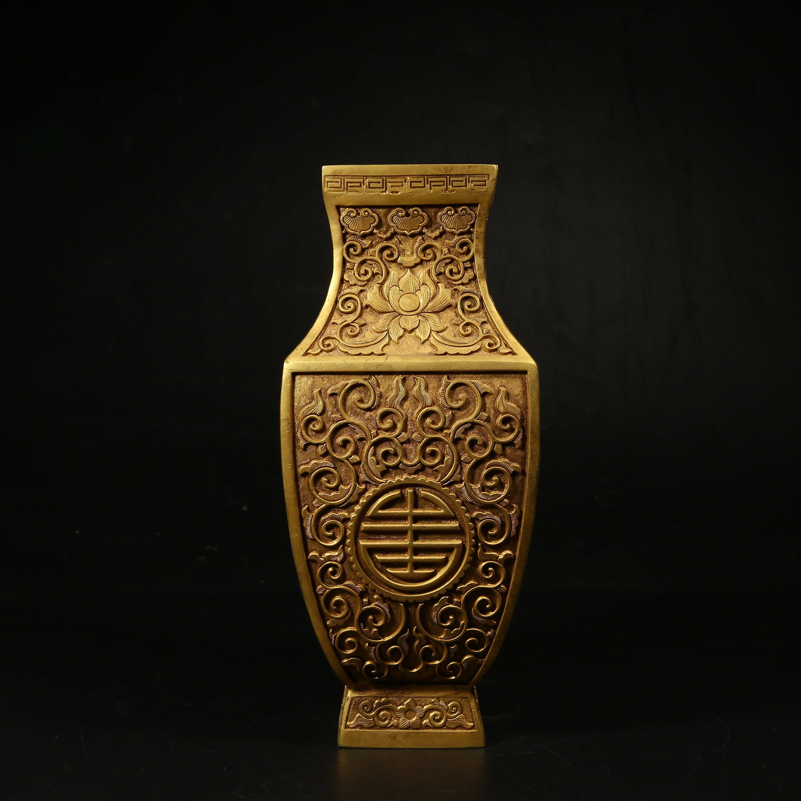 A GILT-BRONZE VASE WITH INTERLACED FLORAL DESIGN (1 of 9)