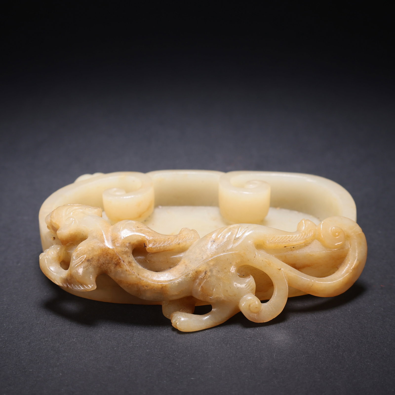 A HETIAN JADE BRUSH WASHER WITH CHI-DRAGON PATTERN (1 of 9)