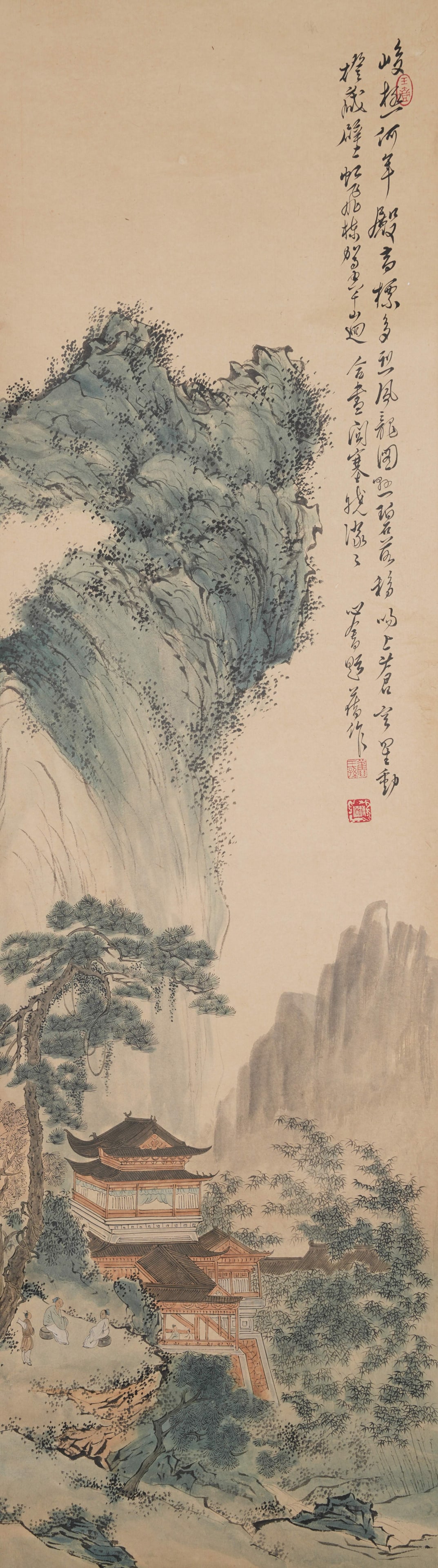 A LANDSCAPE WITH PAVILIONS ON PAPER BY PU RU.溥儒 (1 of 9)