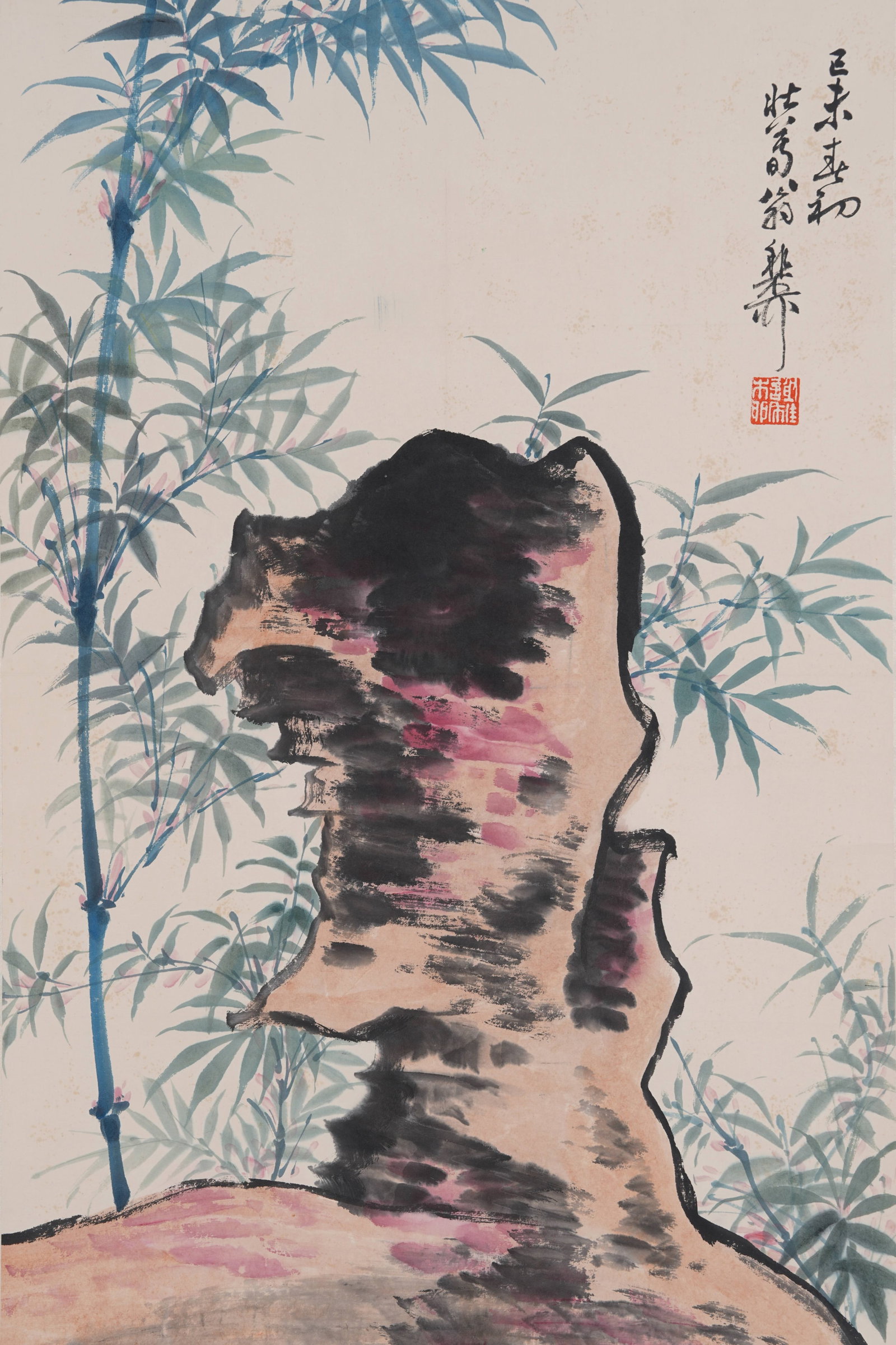 A BAMBOO AND ROCK PAINTING ON PAPER BY XIE ZHILIU.謝稚柳 (1 of 8)