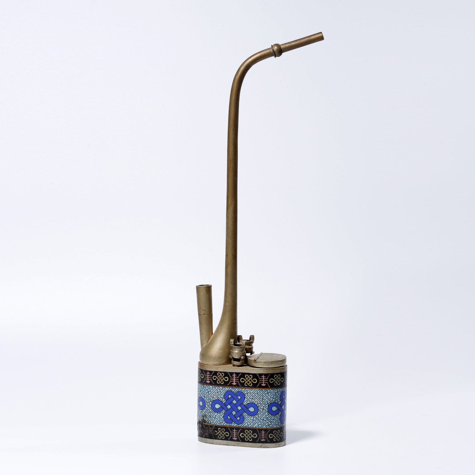 A BRONZE CLOISONNÉ WATER PIPE (1 of 11)