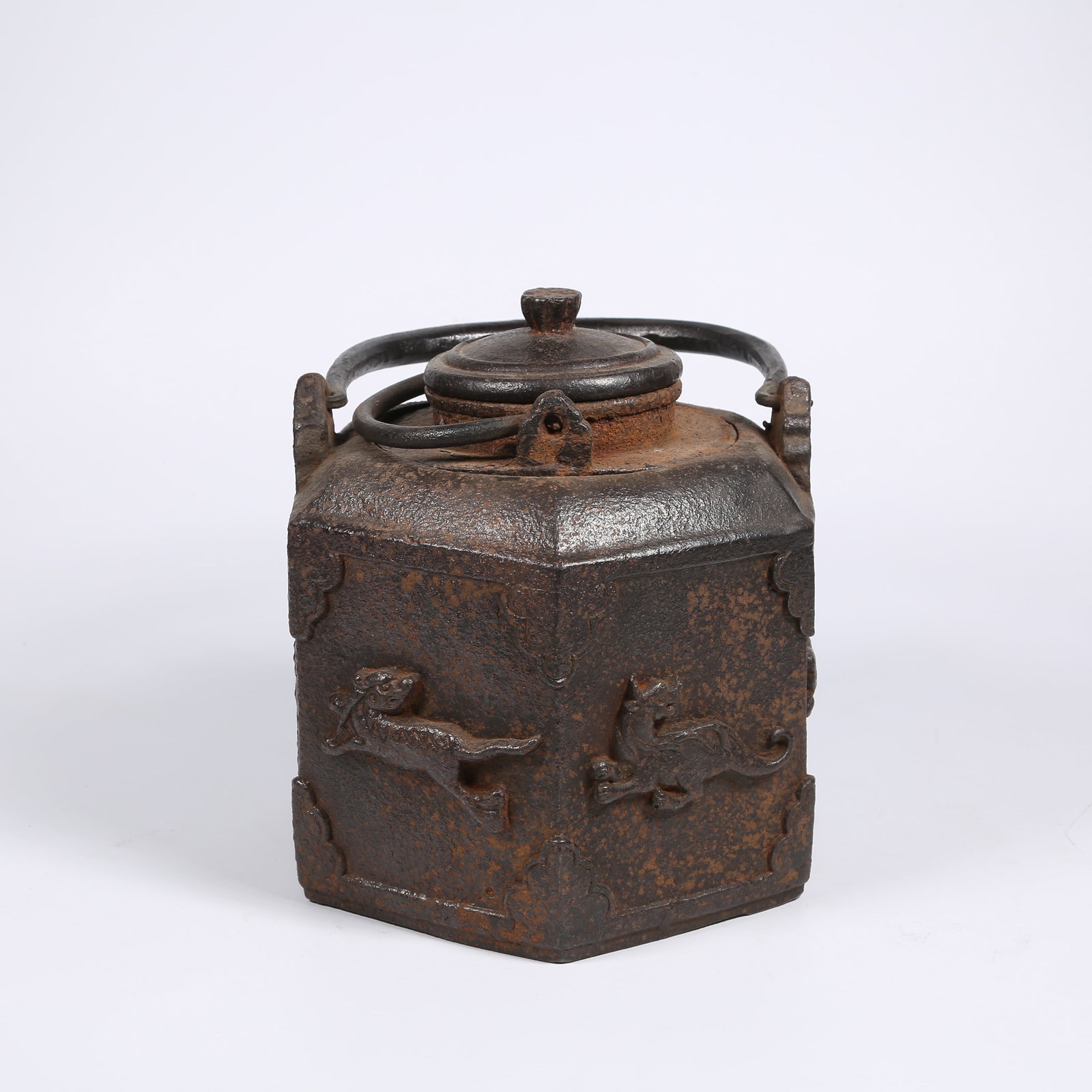 A IRON EWER WITH BEAST MOTIF: Iron Ewer with Beast Motif