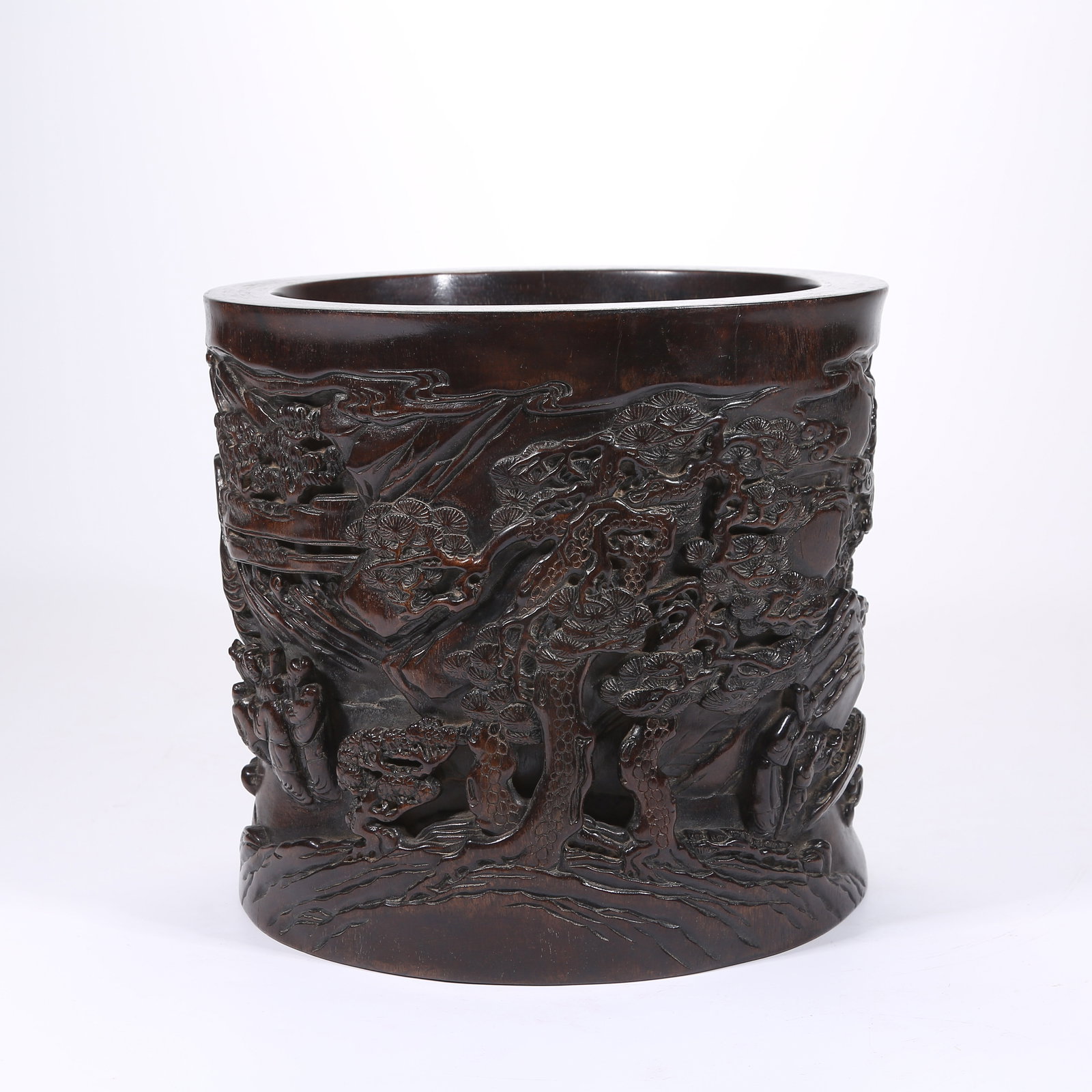 A ZITAN WOOD BRUSH HOLDER WITH FIGURES STORY (1 of 11)