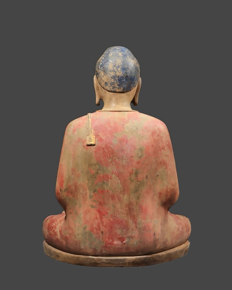 A BLUESTONE PAINTED STATUE - 7