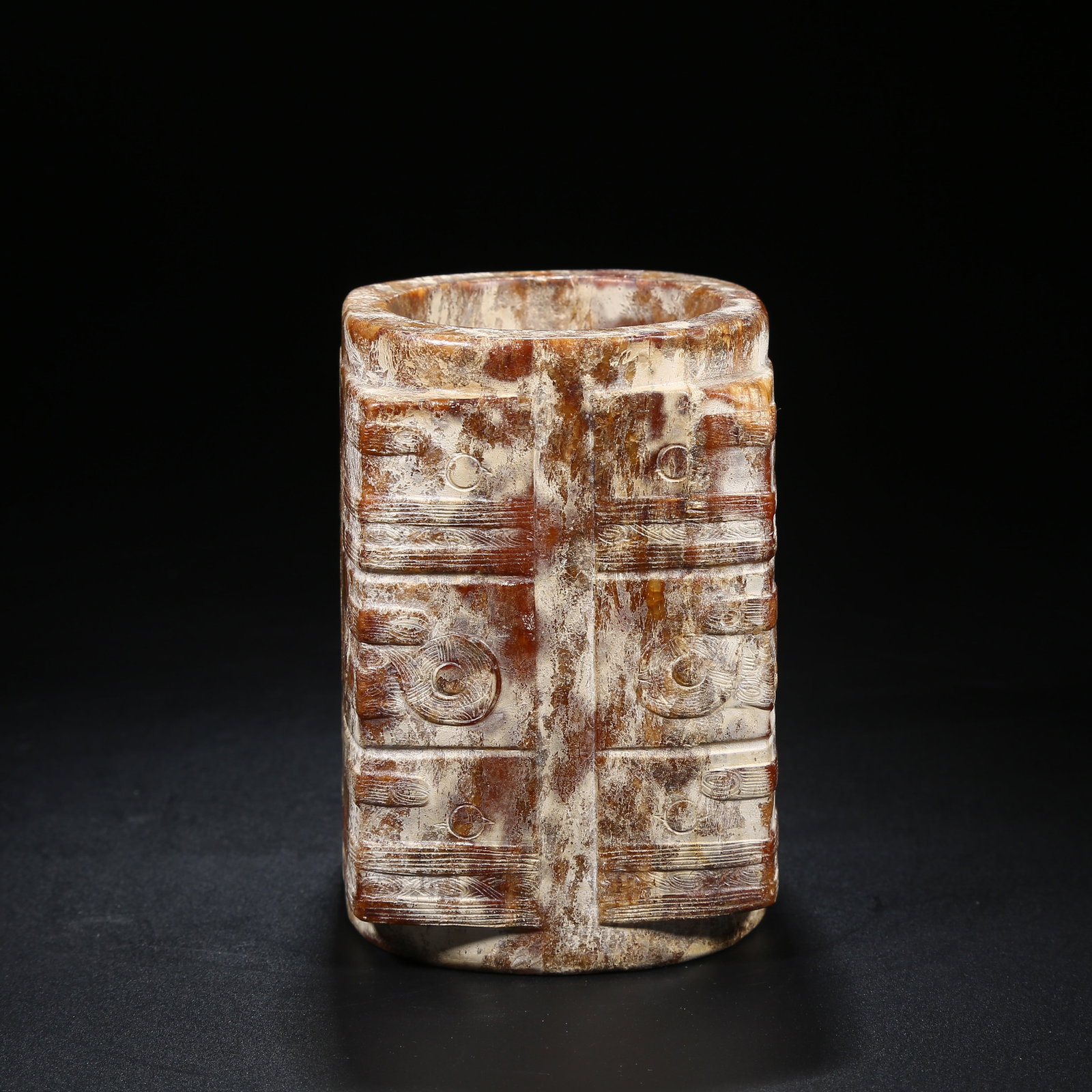 A ANCIENT LIANGZHU CULTURE JADE HUMAN-FACED CONG (1 of 9)