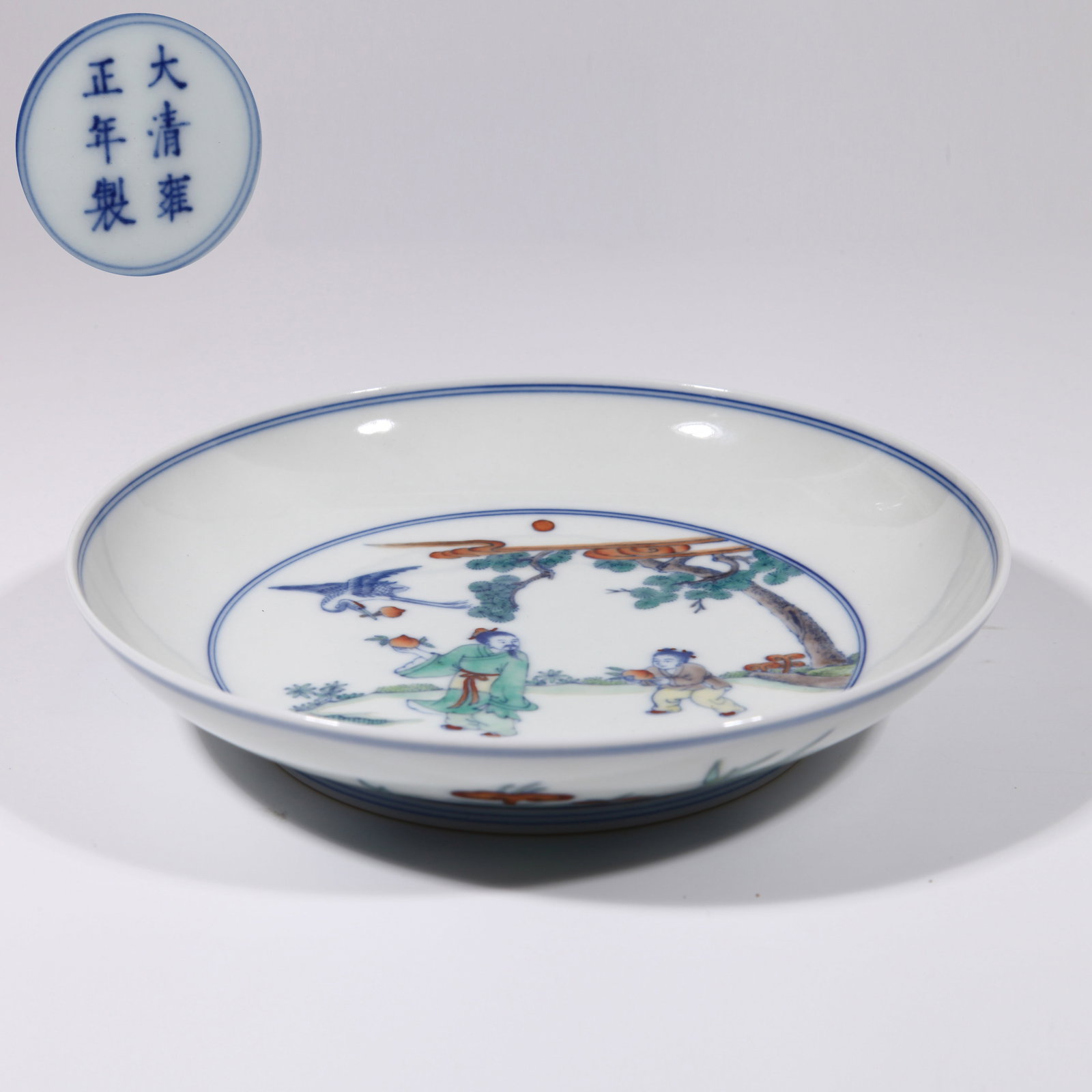 A PLATE WITH LONGEVITY OFFERING SCENE IN DOUCAI (1 of 8)