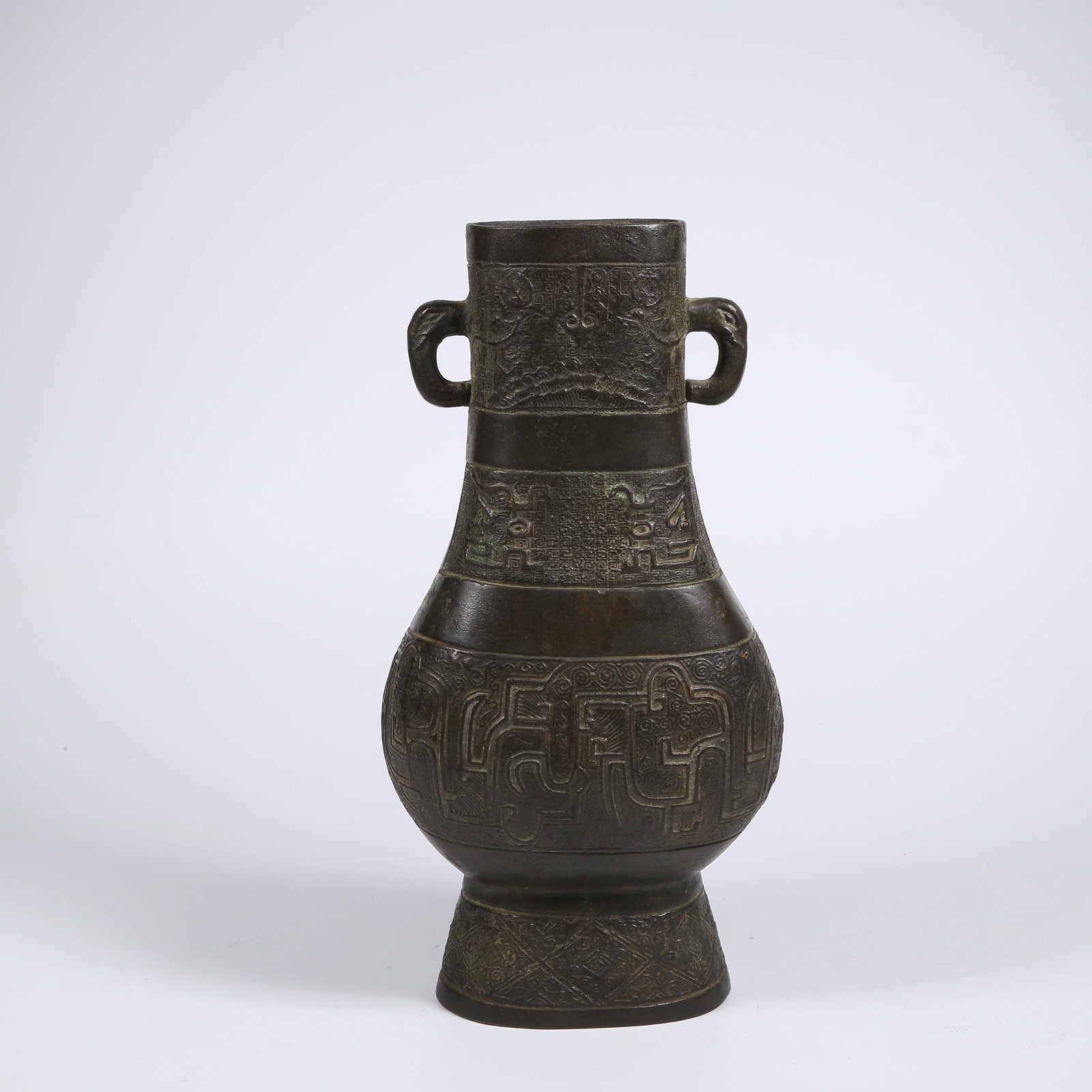 A BRONZE DOUBLE-EARED ZUN VASE WITH KUI DRAGON MOTIF (1 of 10)