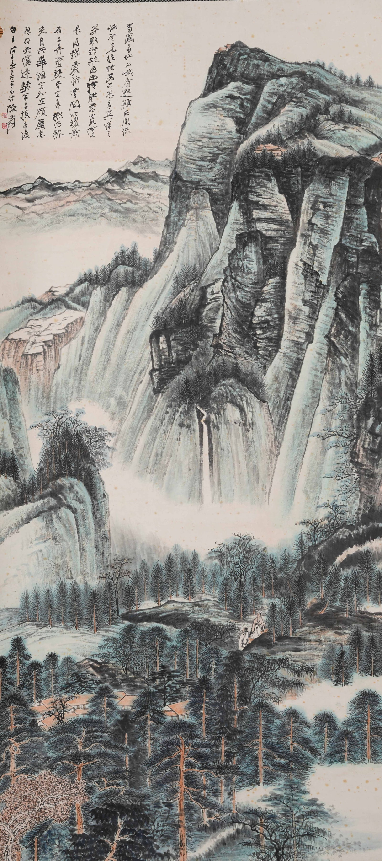 A LANDSCAPE PAINTING ON PAPER BY ZHANG DAQIAN.張大千: Landscape Painting on Paper by Zhang Daqian.張大千