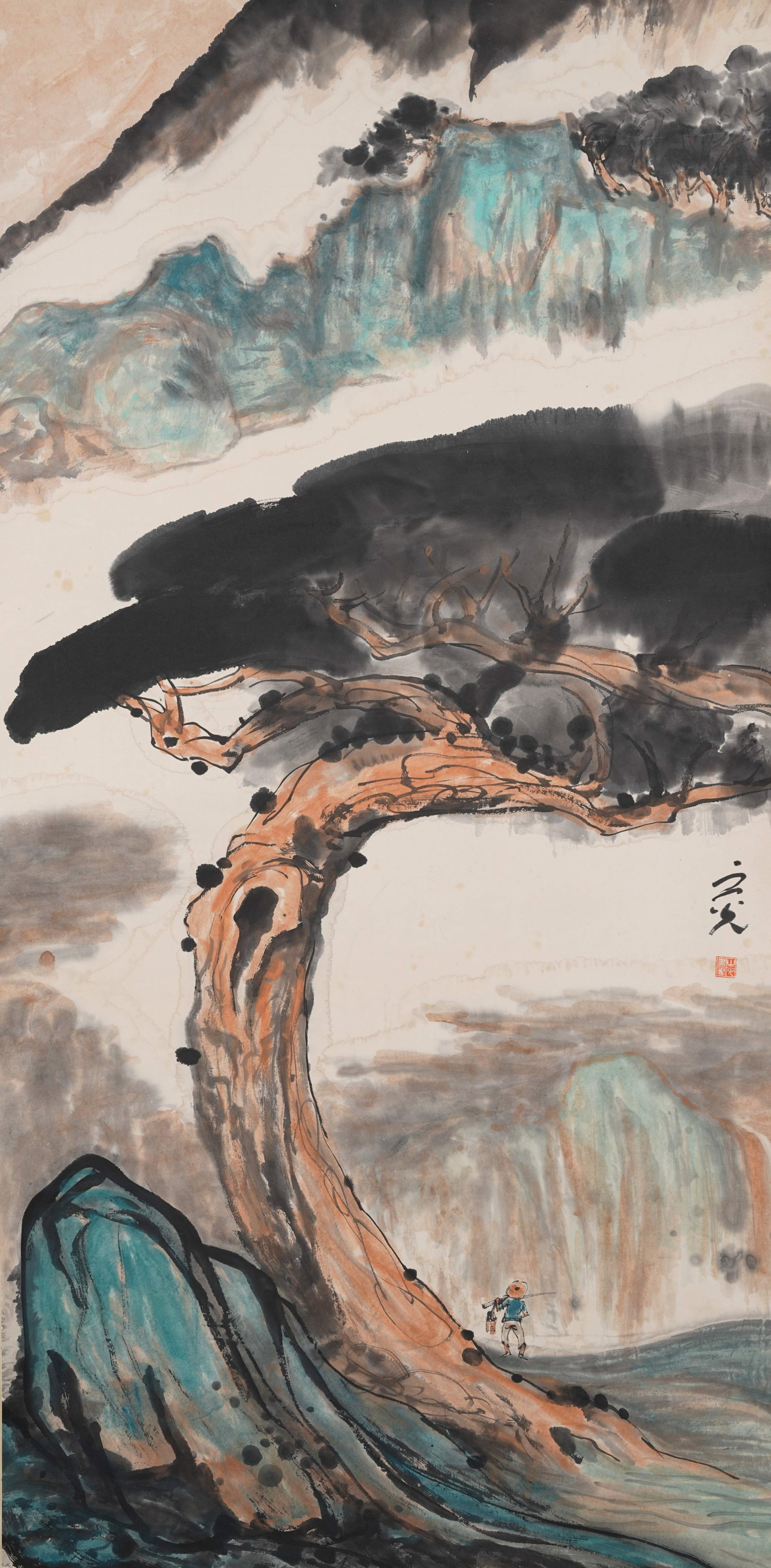 A LANDSCAPE PAINTING ON PAPER BY XIE ZHIGUANG.謝之光 (1 of 9)