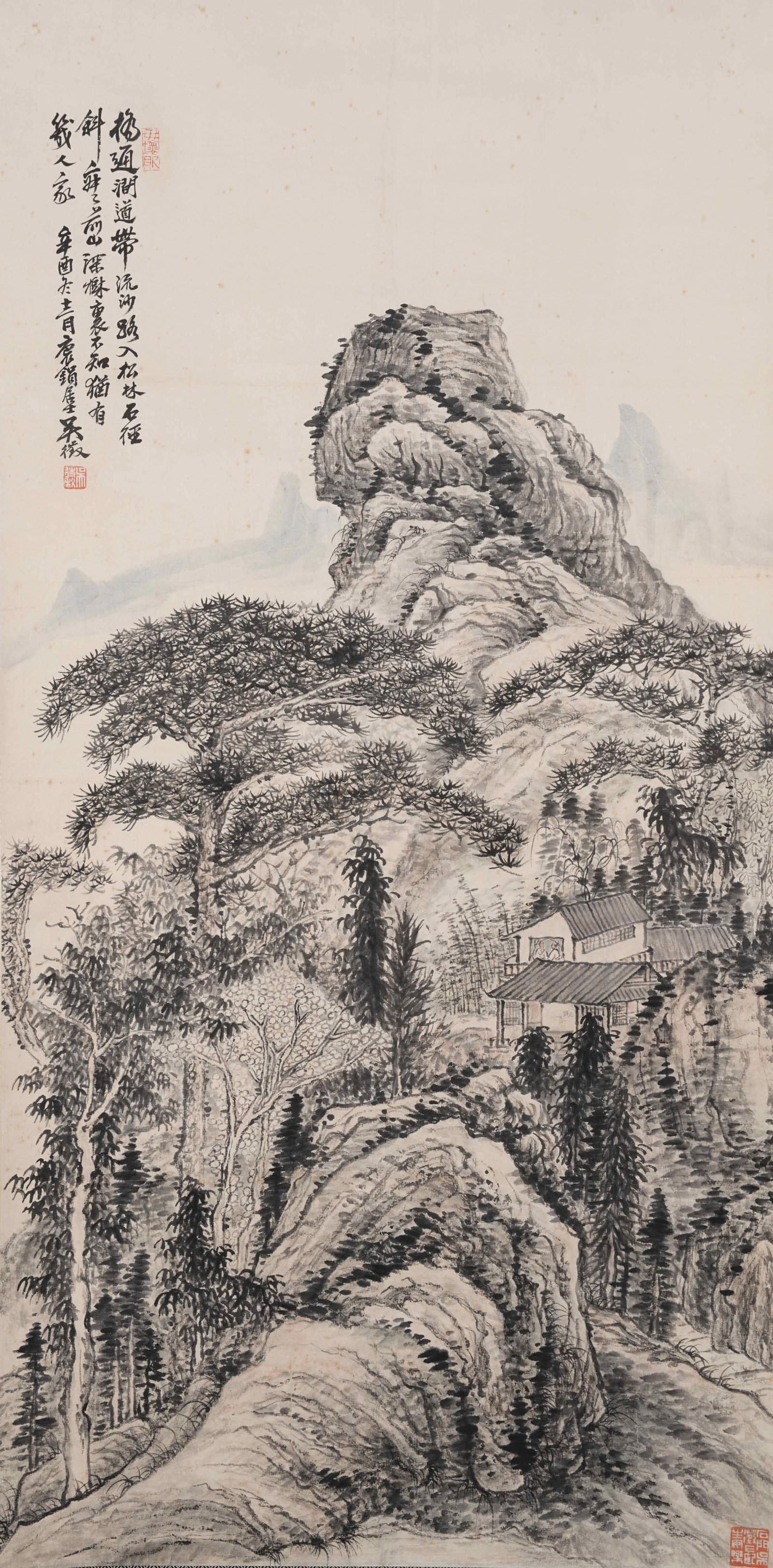 A LANDSCAPE PAINTING ON PAPER BY WU ZHENG.吳徵: Landscape Painting on Paper by Wu Zheng.吳徵