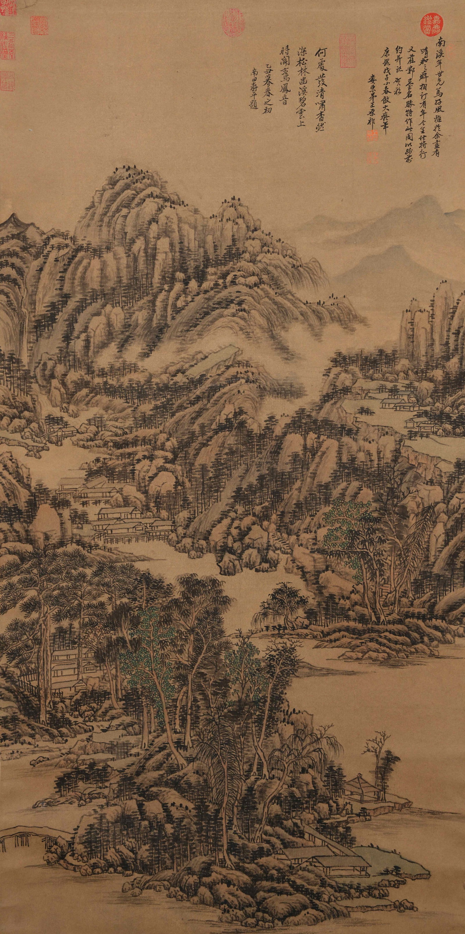 A LANDSCAPE PAINTING ON PAPER BY WANG YUANQI.王原祁 (1 of 10)