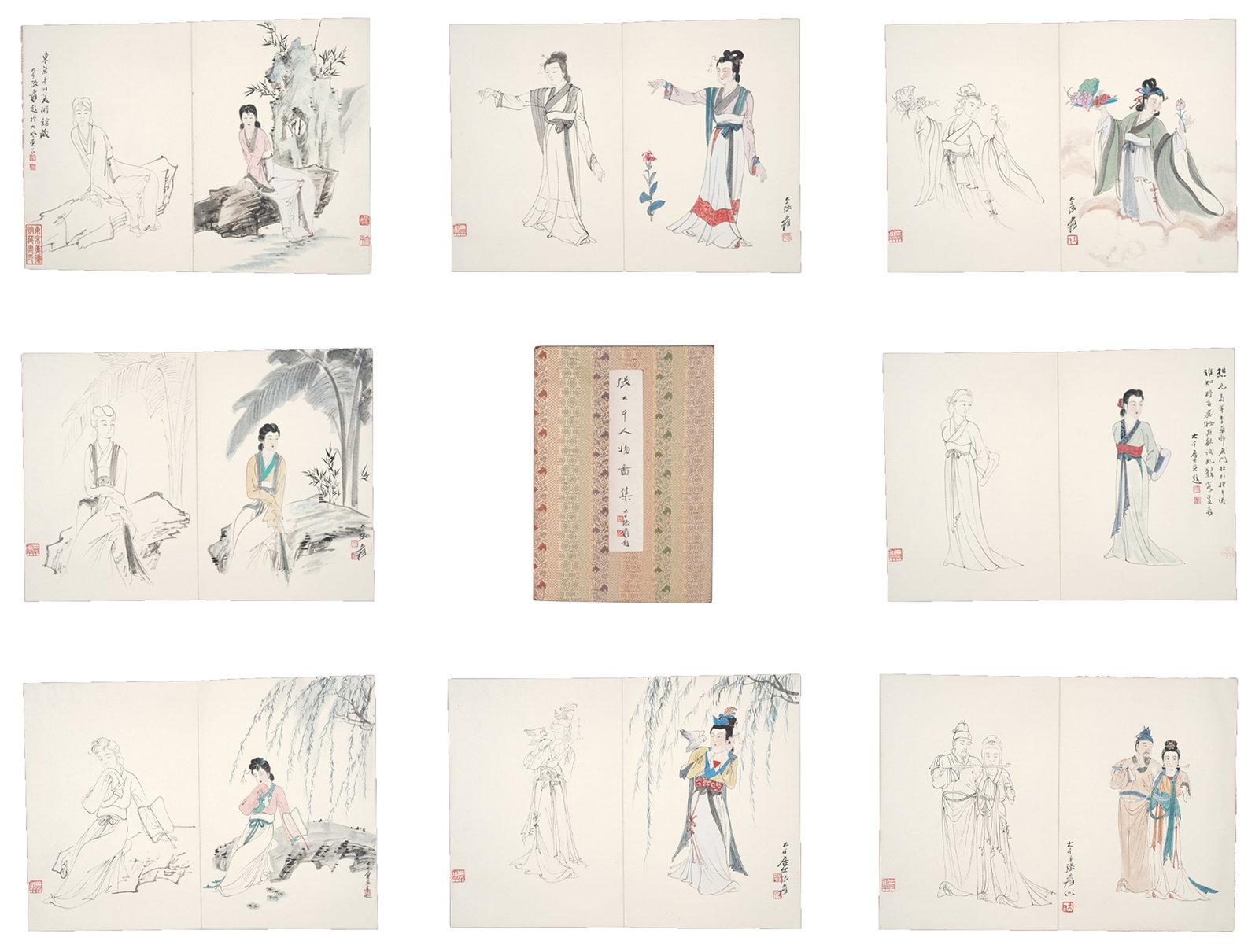 A FIGURE PAINTING ALBUM LEAVES ON PAPER (7 PAGES) BY ZHANG DAQIAN.張大千 (1 of 11)