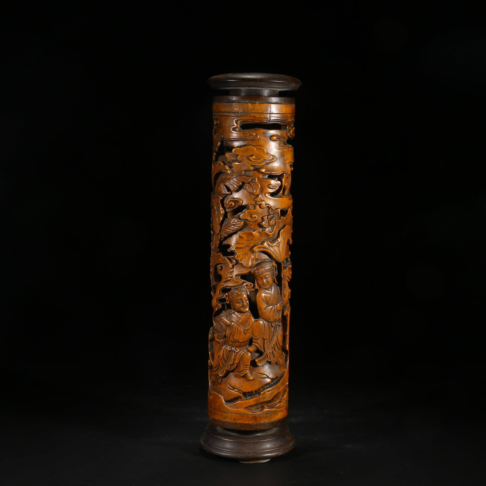A HUANGHUALI WOOD FIGURATIVE INCENSE TUBE (1 of 9)