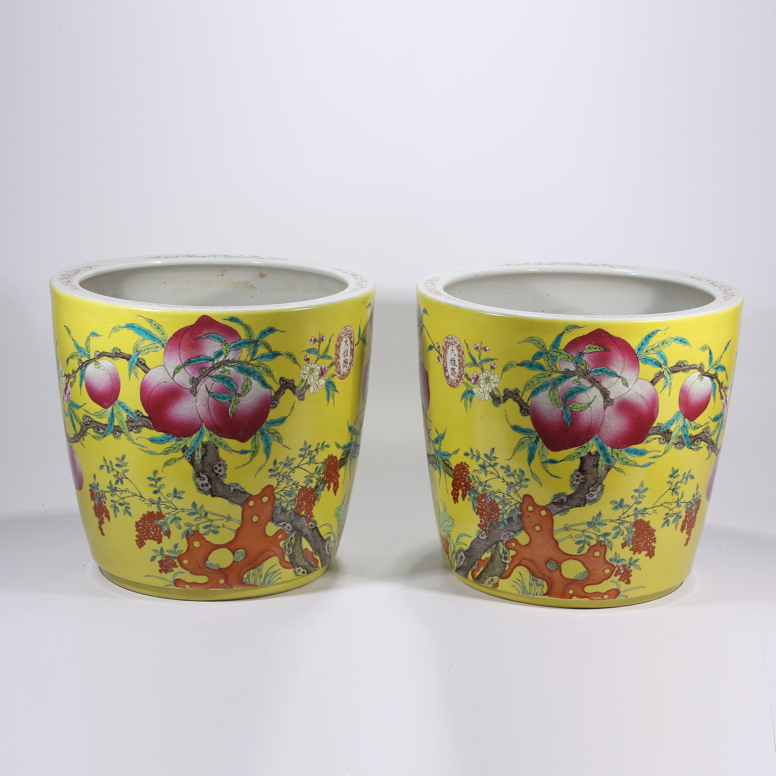A FAMILLE ROSE FLOWERPOT SET WITH "MANY CHILDREN, MANY LONGEVITY" PATTERN (1 of 10)