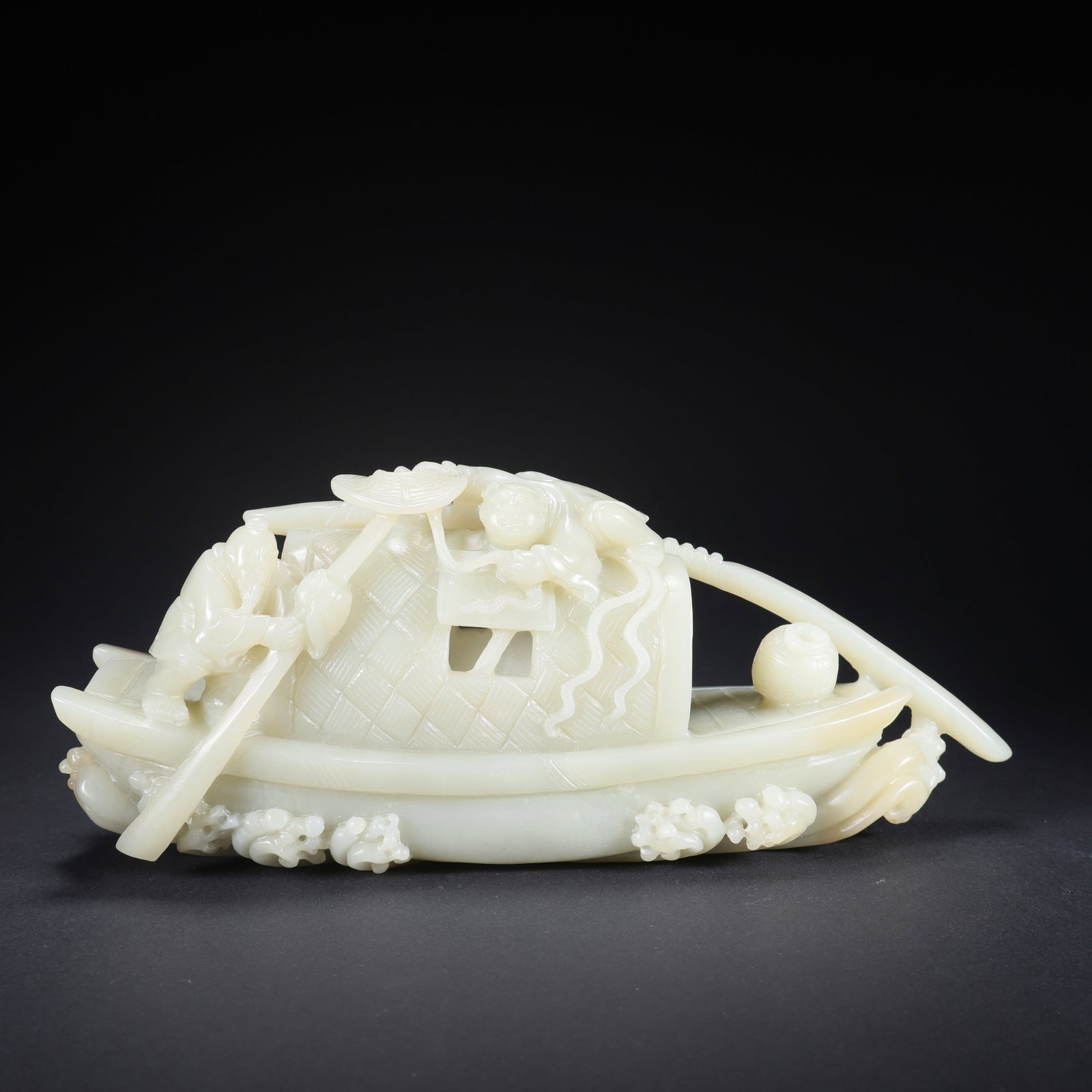 A HETIAN JADE "FISHERMAN'S JOY" BOAT ORNAMENT (1 of 9)
