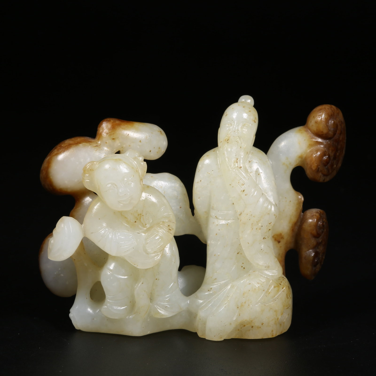 A HETIAN JADE MINIATURE LANDSCAPE FIGURE (1 of 8)