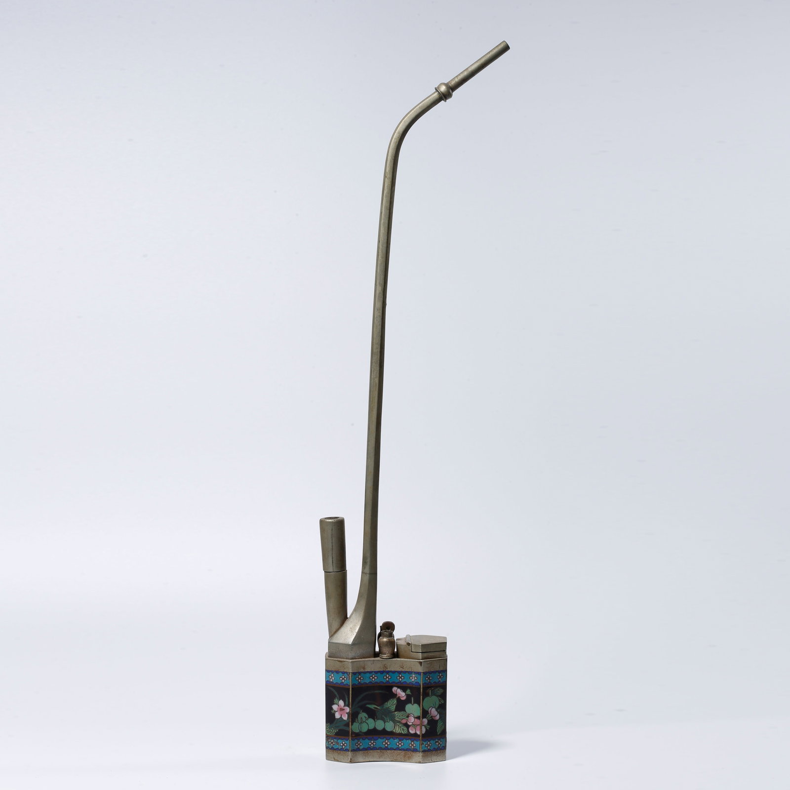 A BRONZE CLOISONNÉ WATER PIPE WITH LOTUS PATTERN (1 of 9)