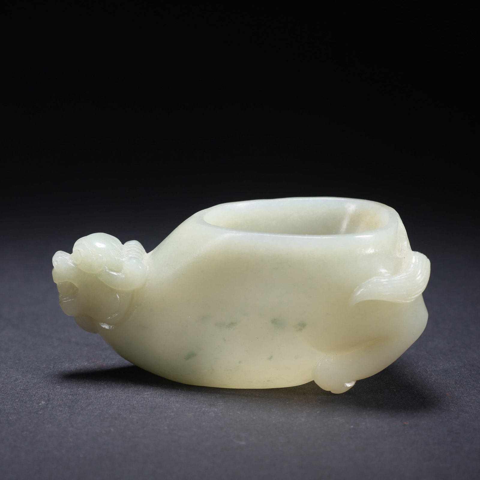 A HETIAN JADE BEAST-HEAD CUP (1 of 9)