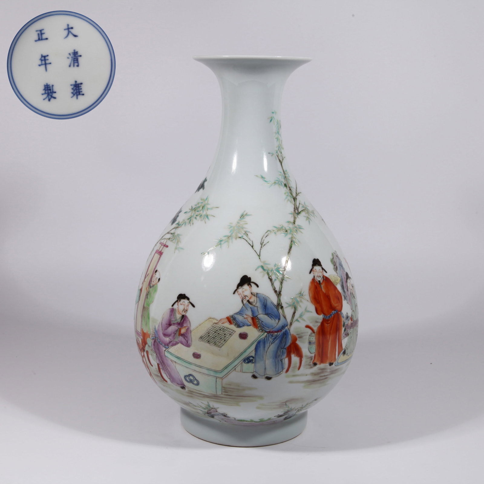 A YUHUCHUN VASE WITH ELEGANT GATHERING OF SCHOLARS SCENE IN WUCAI (1 of 8)