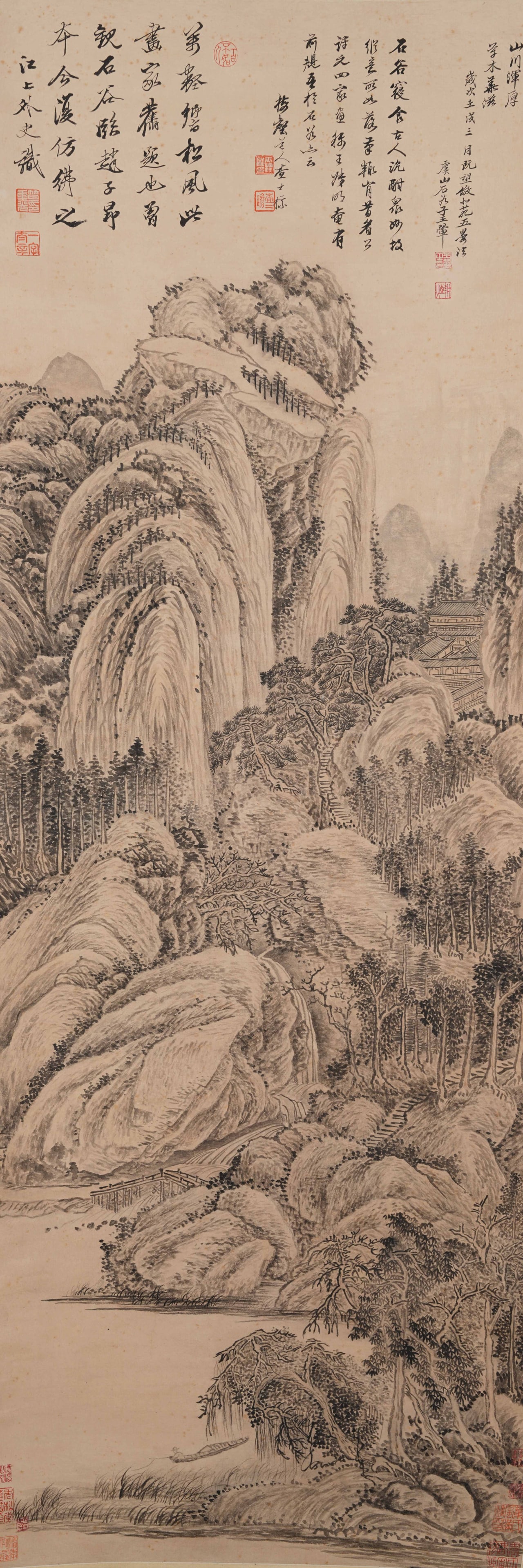 A LANDSCAPE PAINTING ON PAPER BY WANG HUI.王翚 (1 of 11)