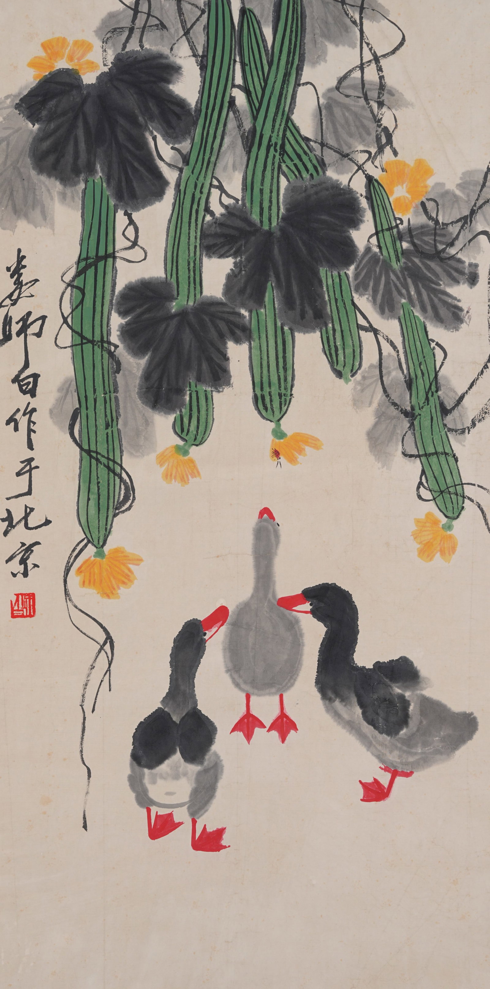 A LOOFAH PAINTING ON PAPER BY LOU SHIBAI.婁師白 (1 of 8)