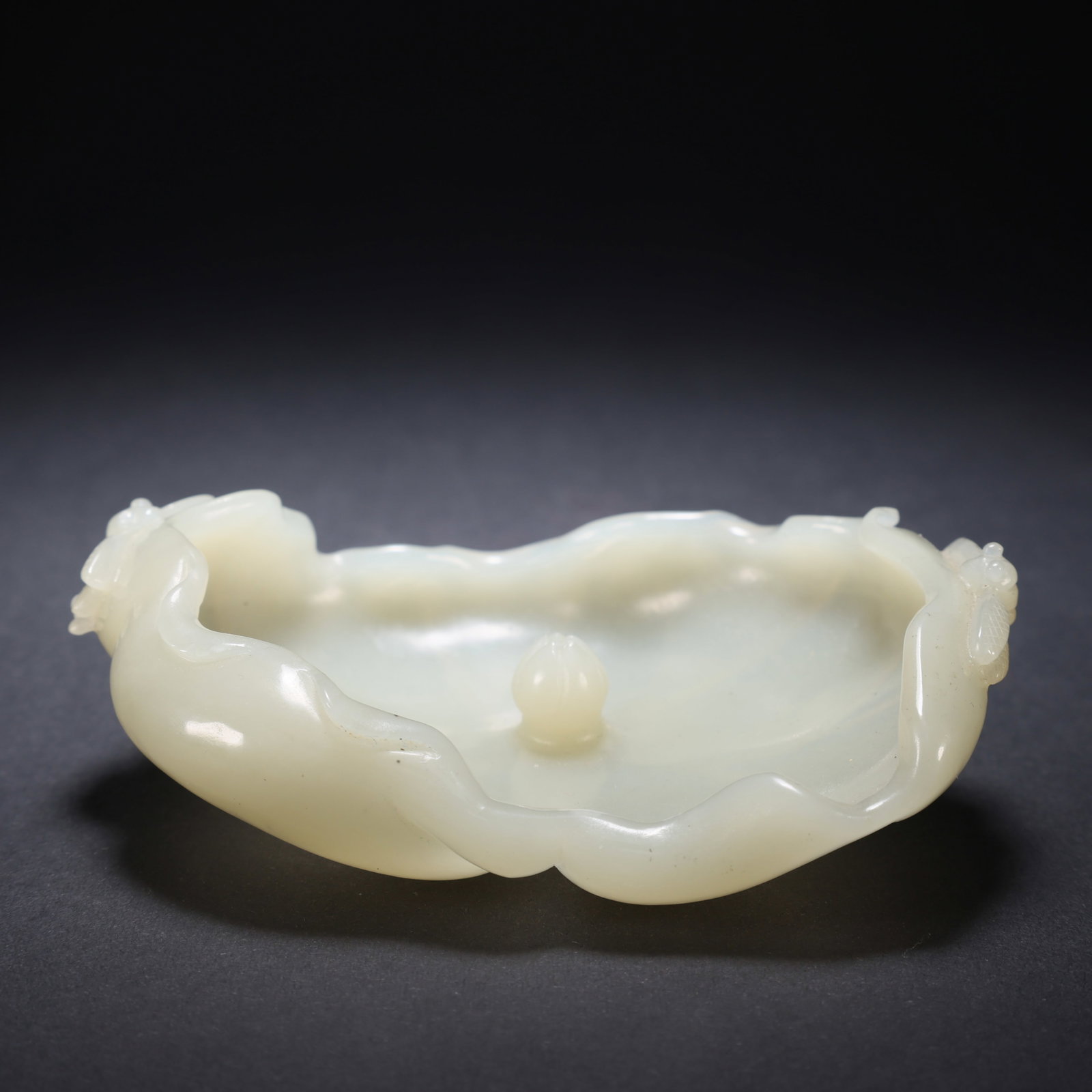 A HETIAN JADE BRUSH WASHER WITH DRAGONFLY AND LOTUS LEAF (1 of 9)