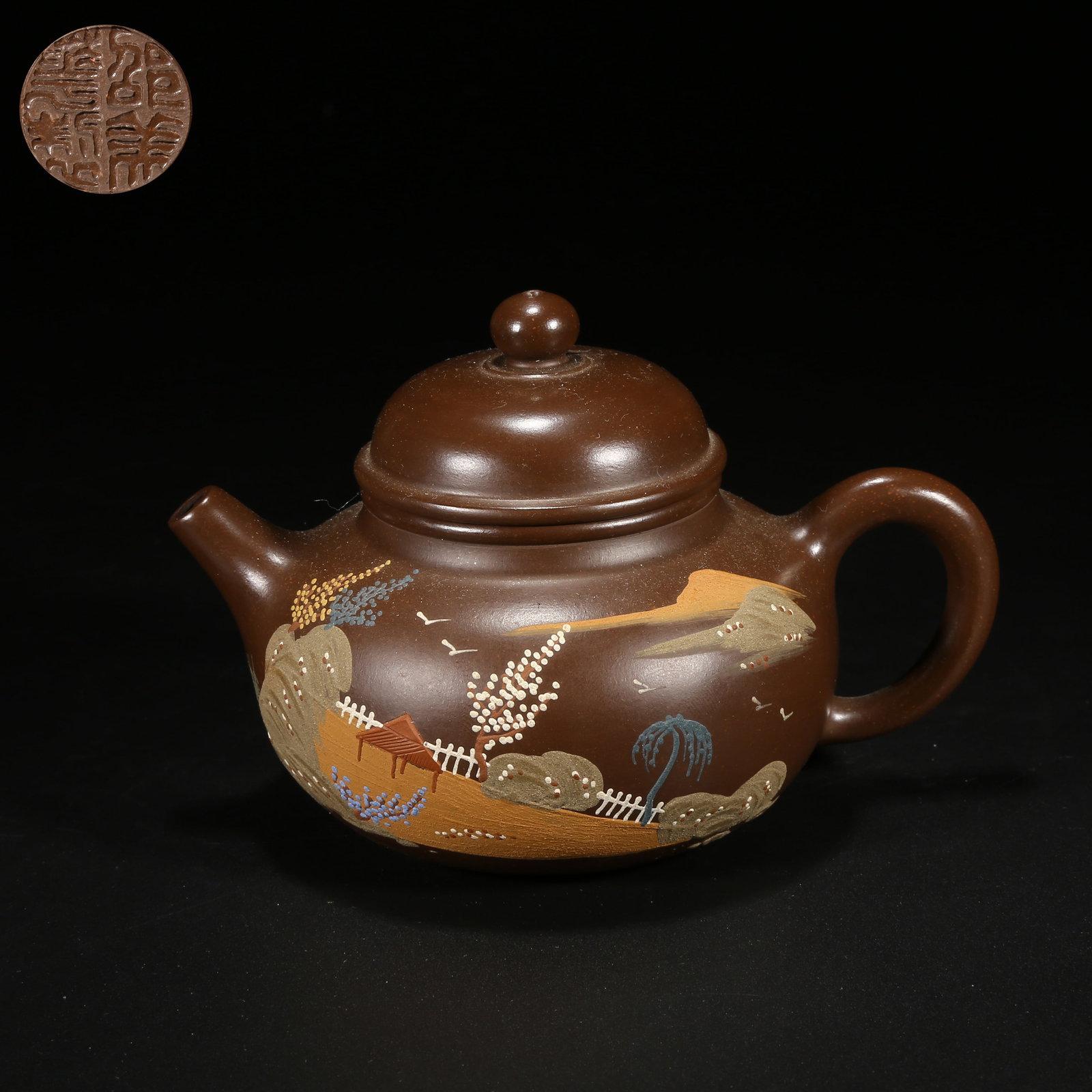A ZISHA LANDSCAPE PATTERN TEAPOT (1 of 10)