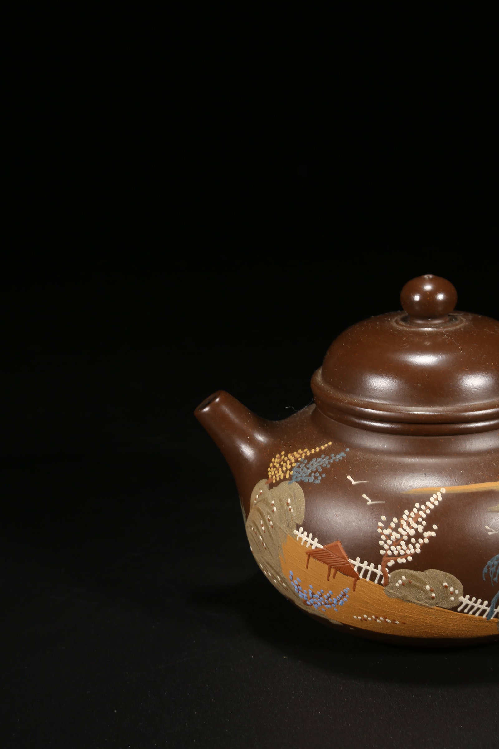 A ZISHA LANDSCAPE PATTERN TEAPOT - 3