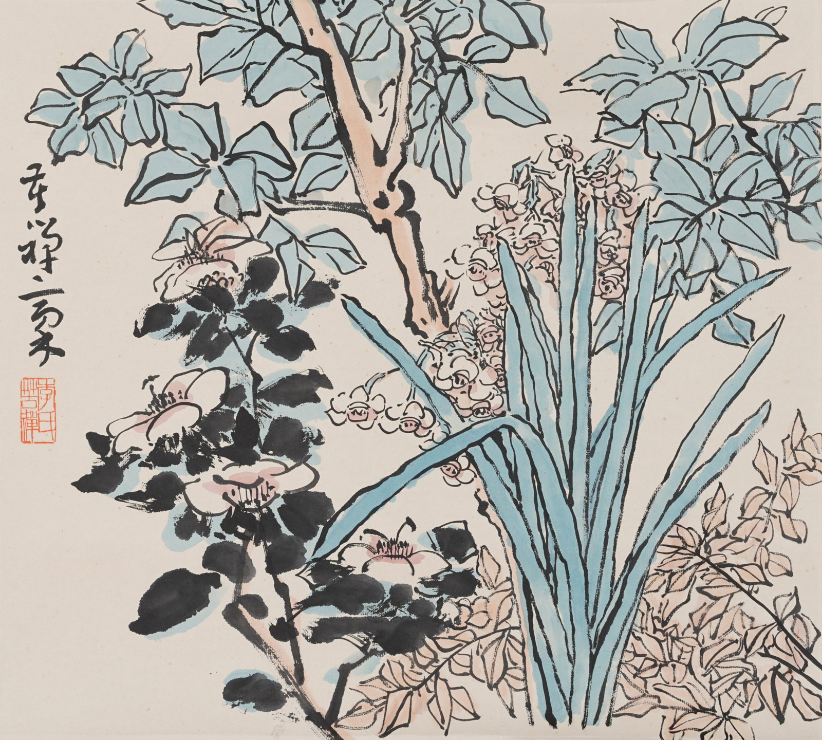 A FLOWER PAINTING ON PAPER BY LI KUCHAN.李苦禪 (1 of 8)