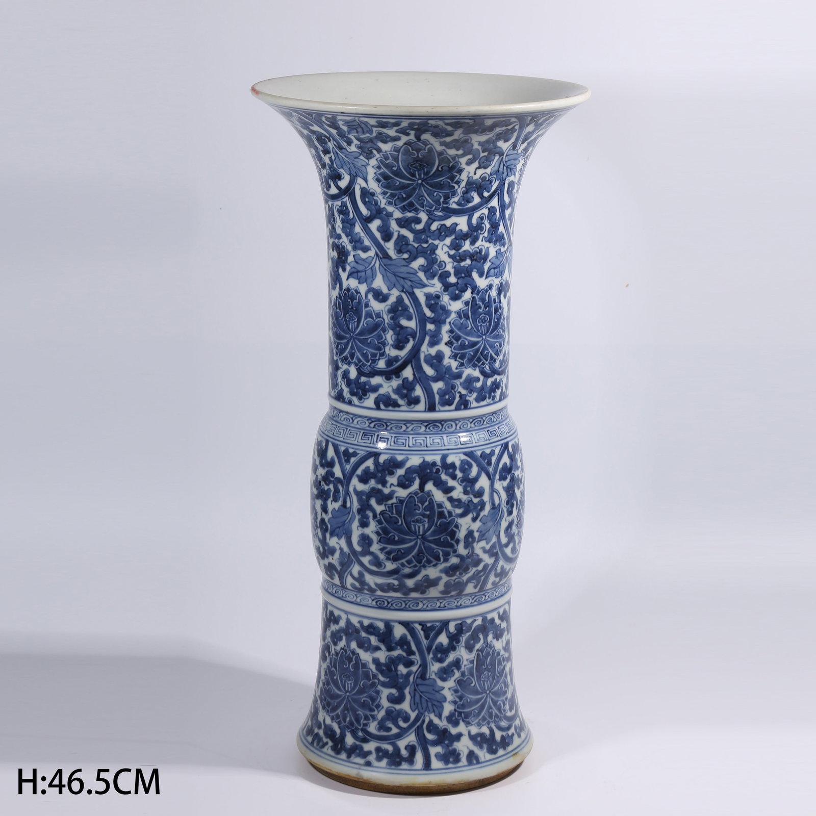 A BLUE-AND-WHITE FLOWER GU WITH INTERTWINED LOTUS PATTERN (1 of 9)