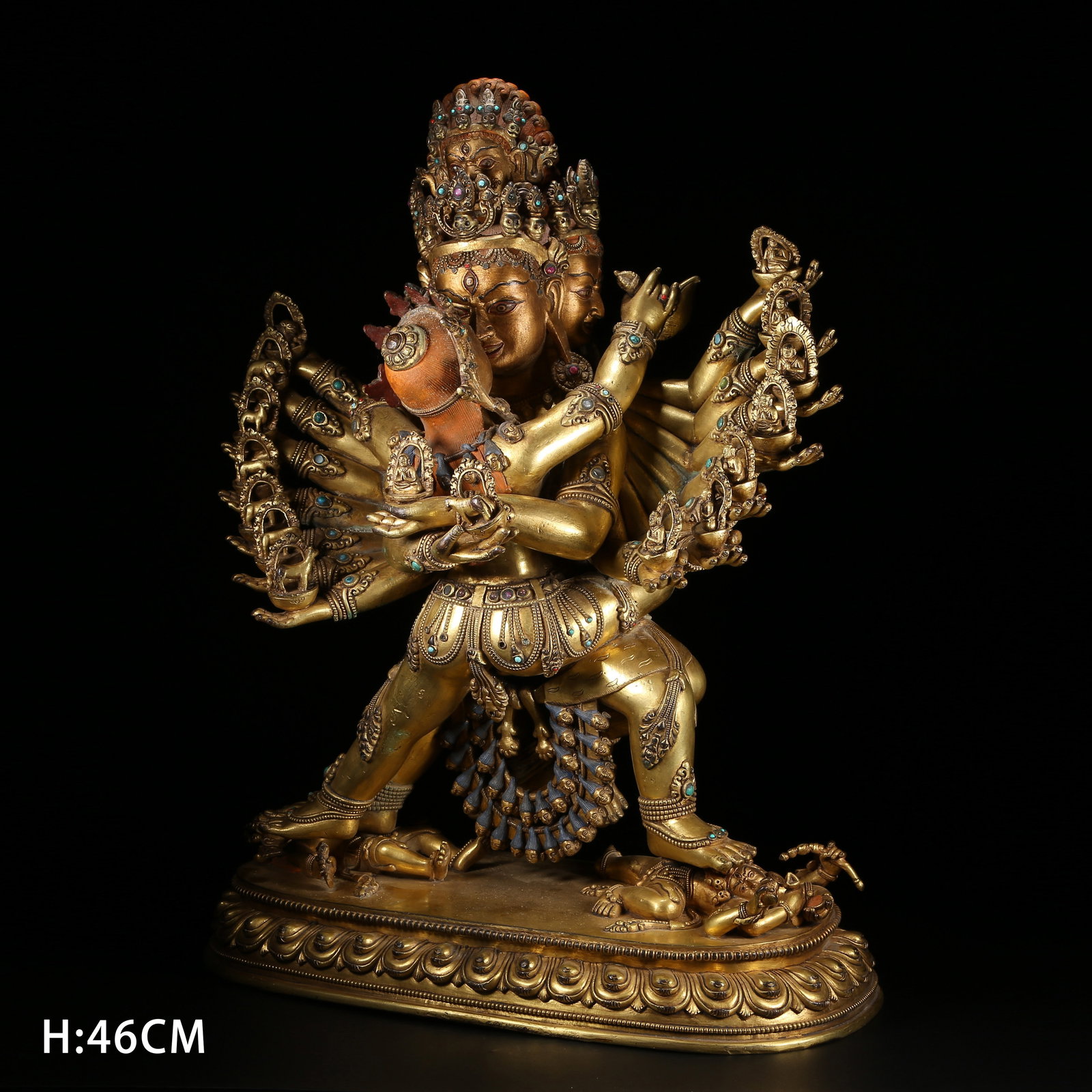 A GILT BRONZE VAJRA JOYFUL DEITY STATUE (1 of 9)