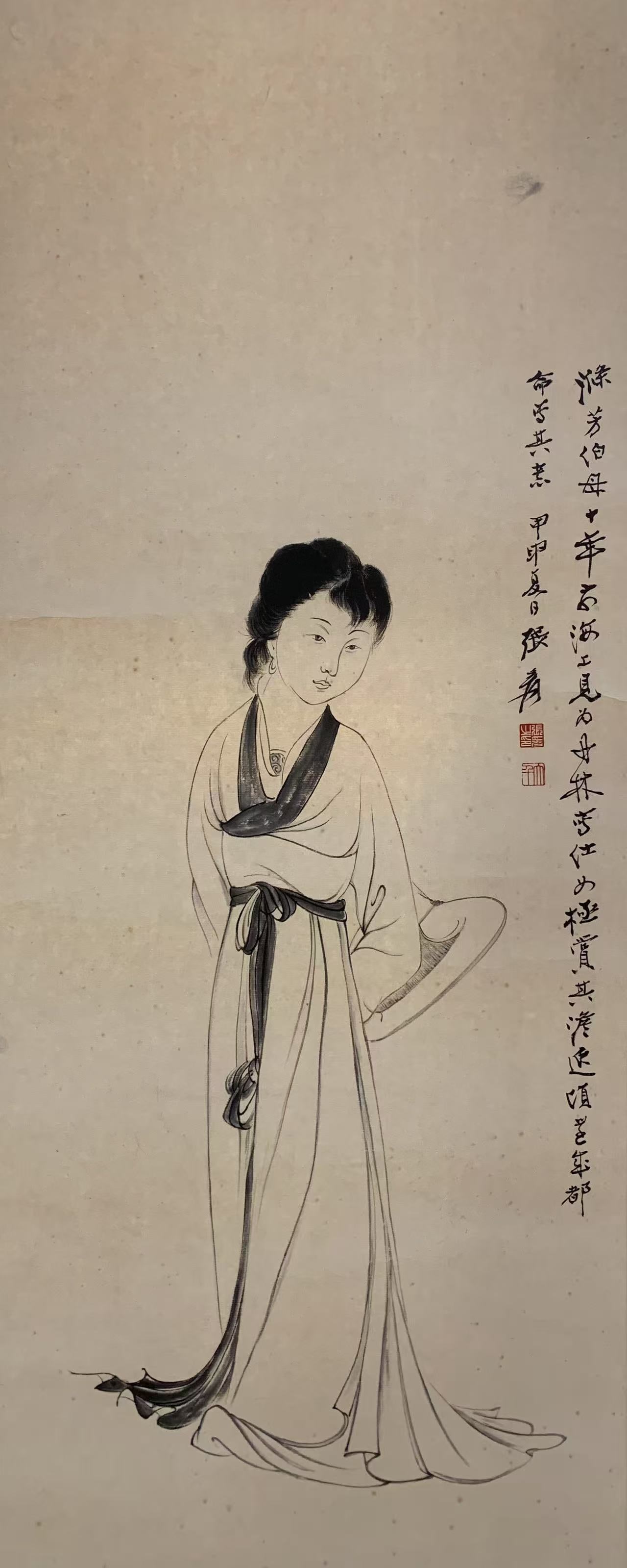 A FIGURE PAINTING ON PAPER BY ZHANG DAQIAN.張大千 (1 of 6)