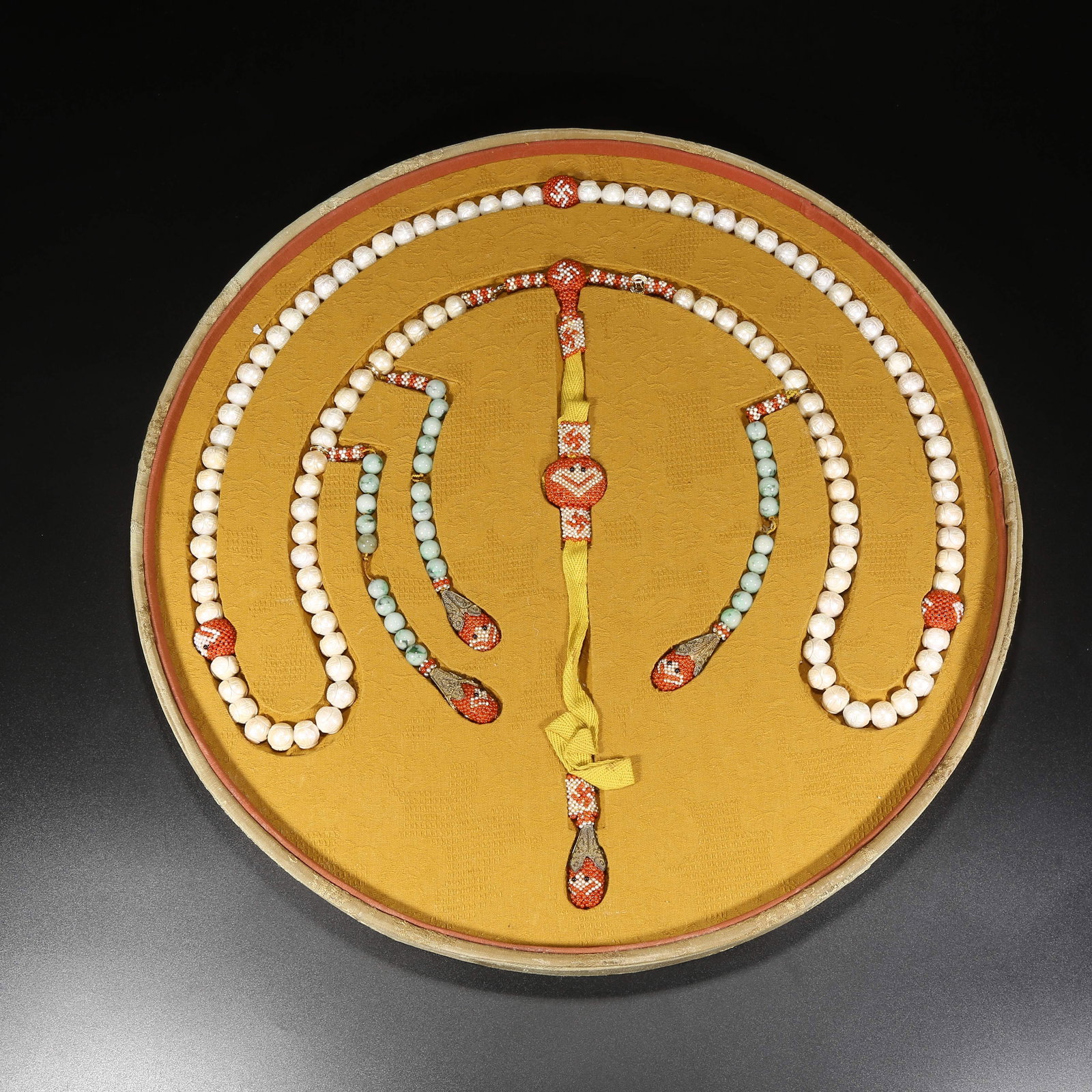 A ORIENTAL PEARL COURT BEADS WITH LONGEVITY MOTIFS STRAND: Oriental Pearl Court Beads with Longevity Motifs Strand