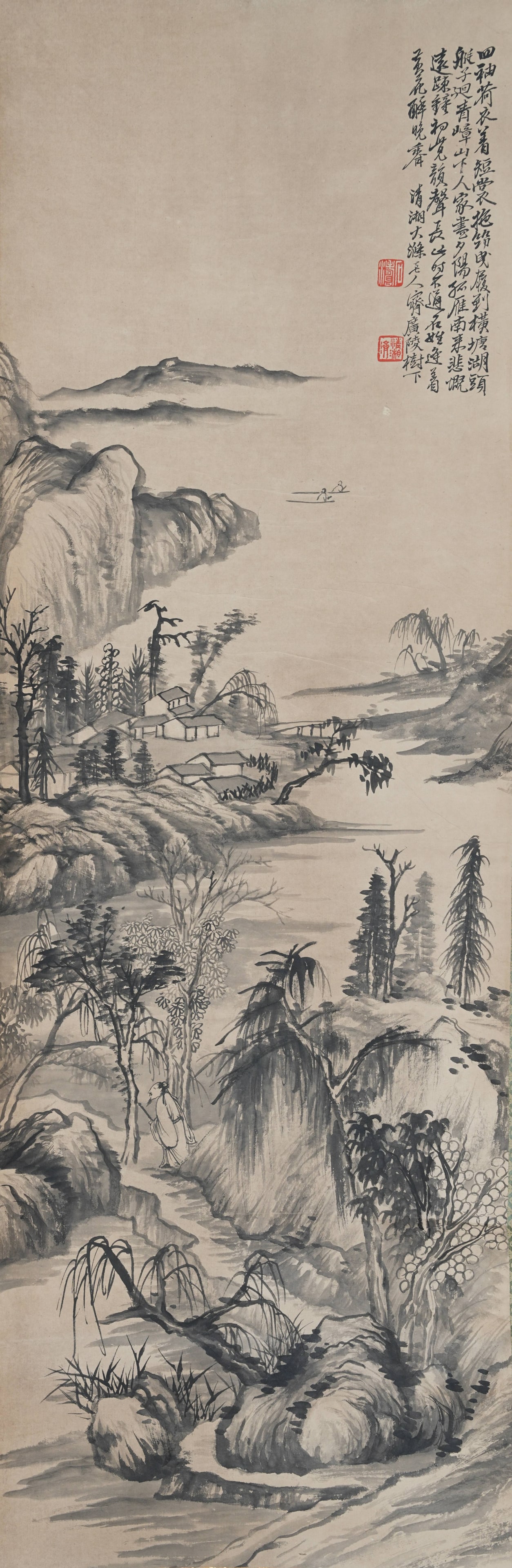 A LANDSCAPE PAINTING ON PAPER BY SHITAO.石濤 (1 of 10)