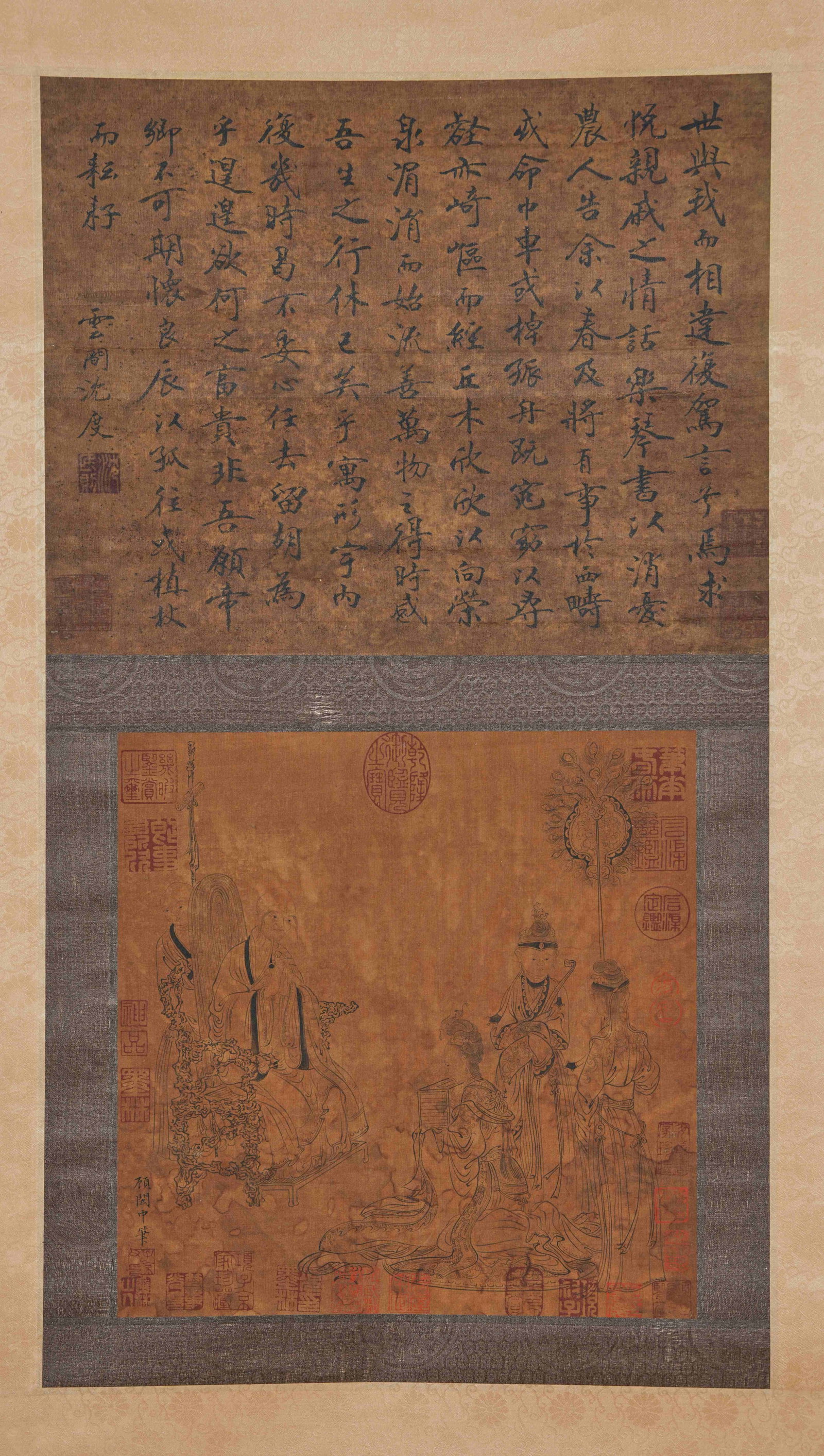 A FIGURE PAINTING ON SILK BY GU HONGZHONG.顧閎中: Figure Painting on Silk by Gu Hongzhong.顧閎中