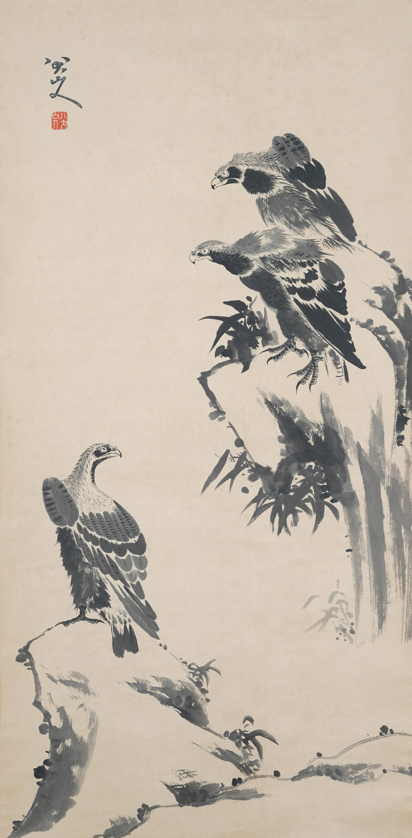 A EAGLE PAINTING ON PAPER BY BADA SHANREN.八大山人: Eagle Painting on Paper by Bada Shanren.八大山人