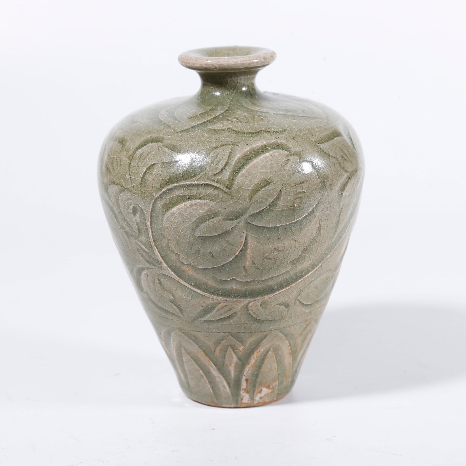 A OLD KILN FLORAL MEIPING VASE (1 of 10)